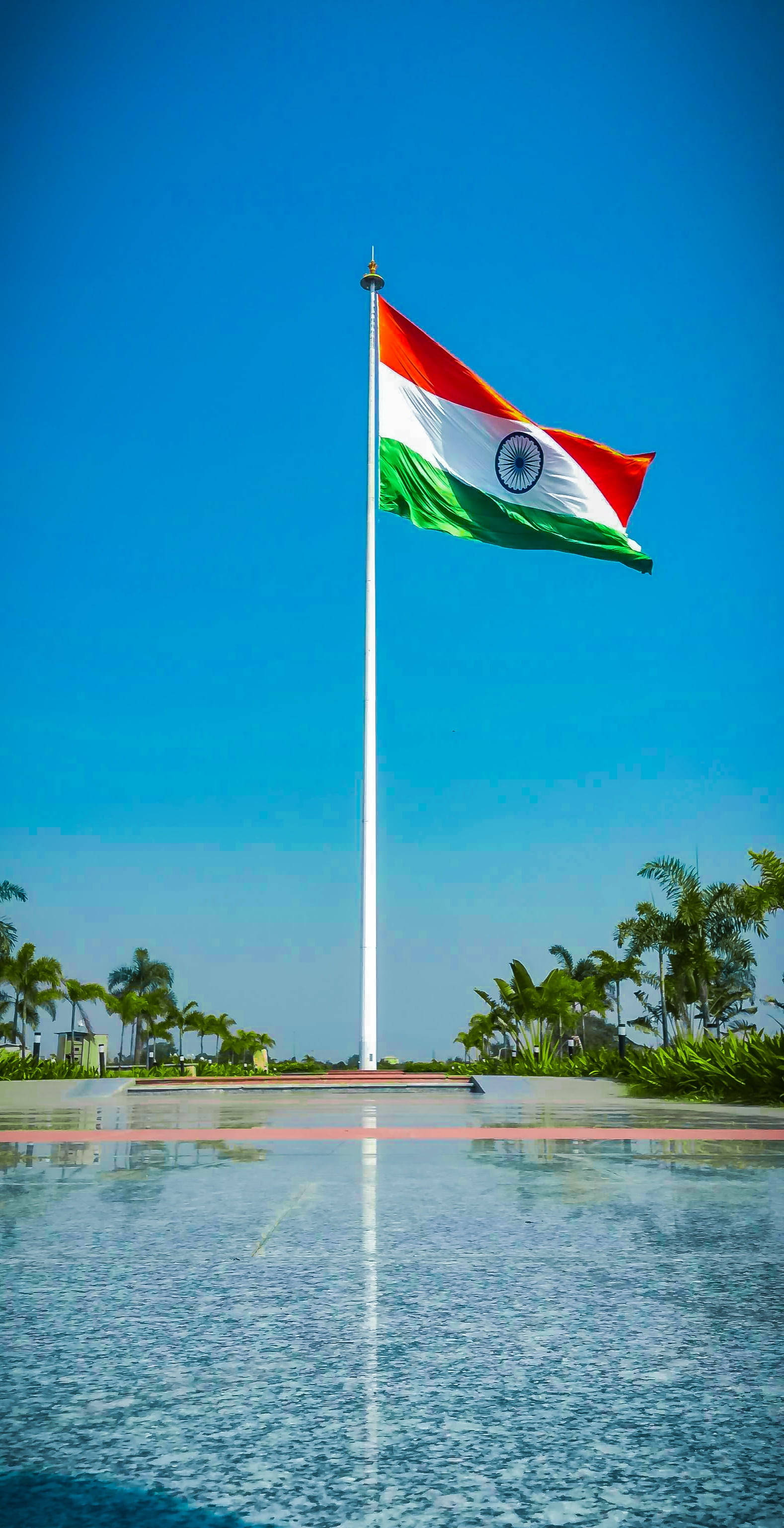 Indian Flag, tricolor flag, clear blue sky, 2K Phone Wallpaper