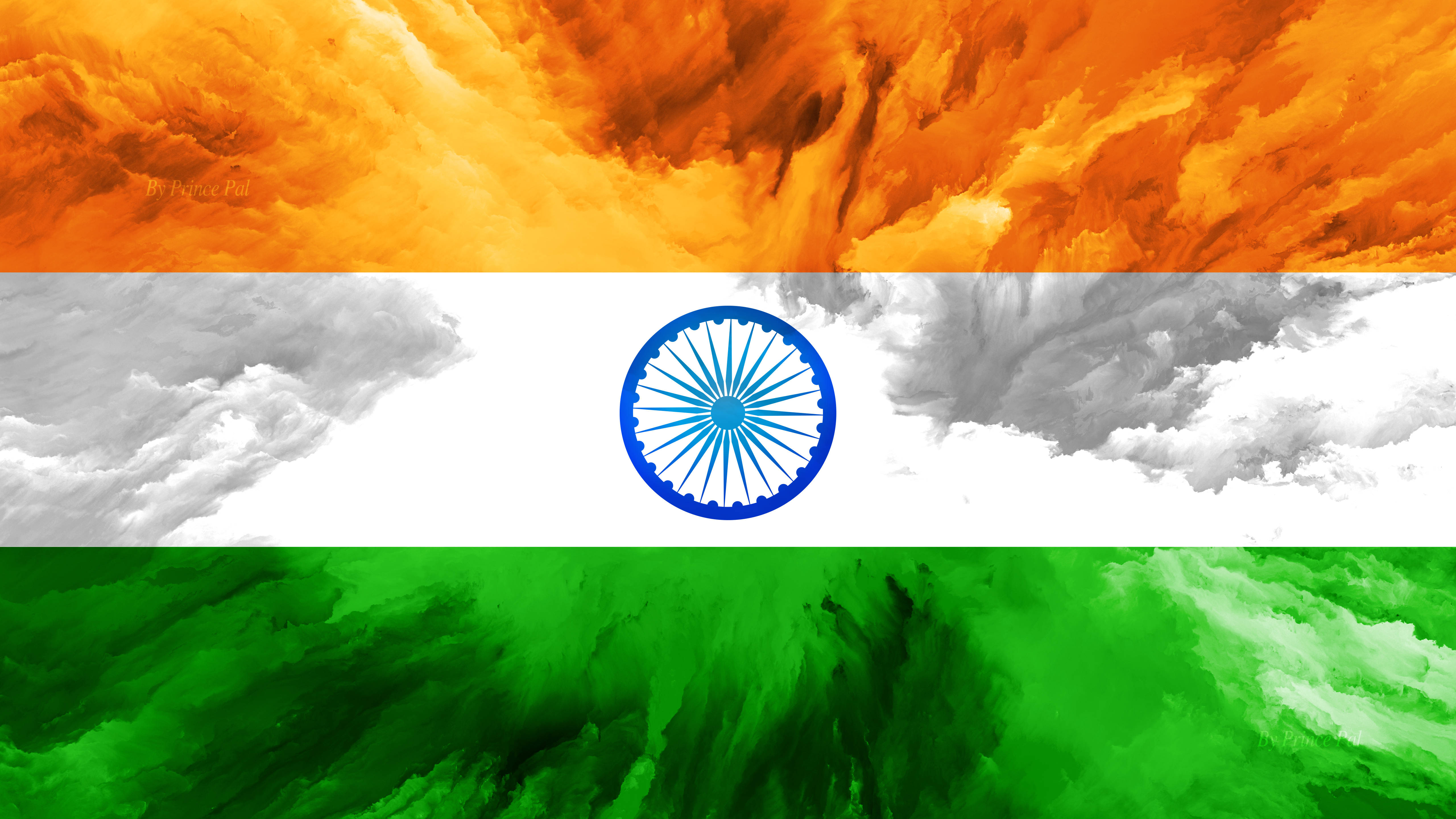 Indian Flag, watercolor painting, saffron, 5K Desktop Wallpaper