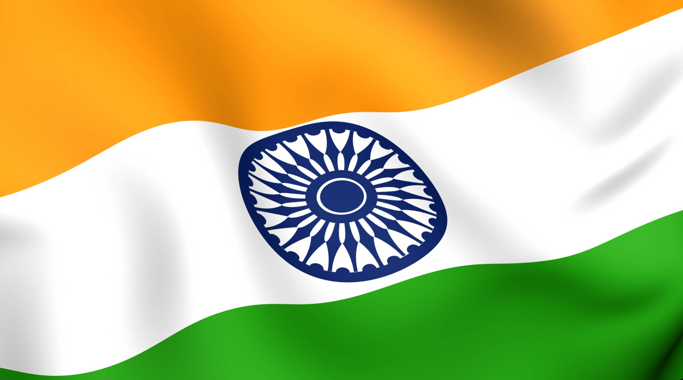wavy indian flag, saffron white and green stripes, navy blue Ashoka Chakra, Full HD Desktop Wallpaper