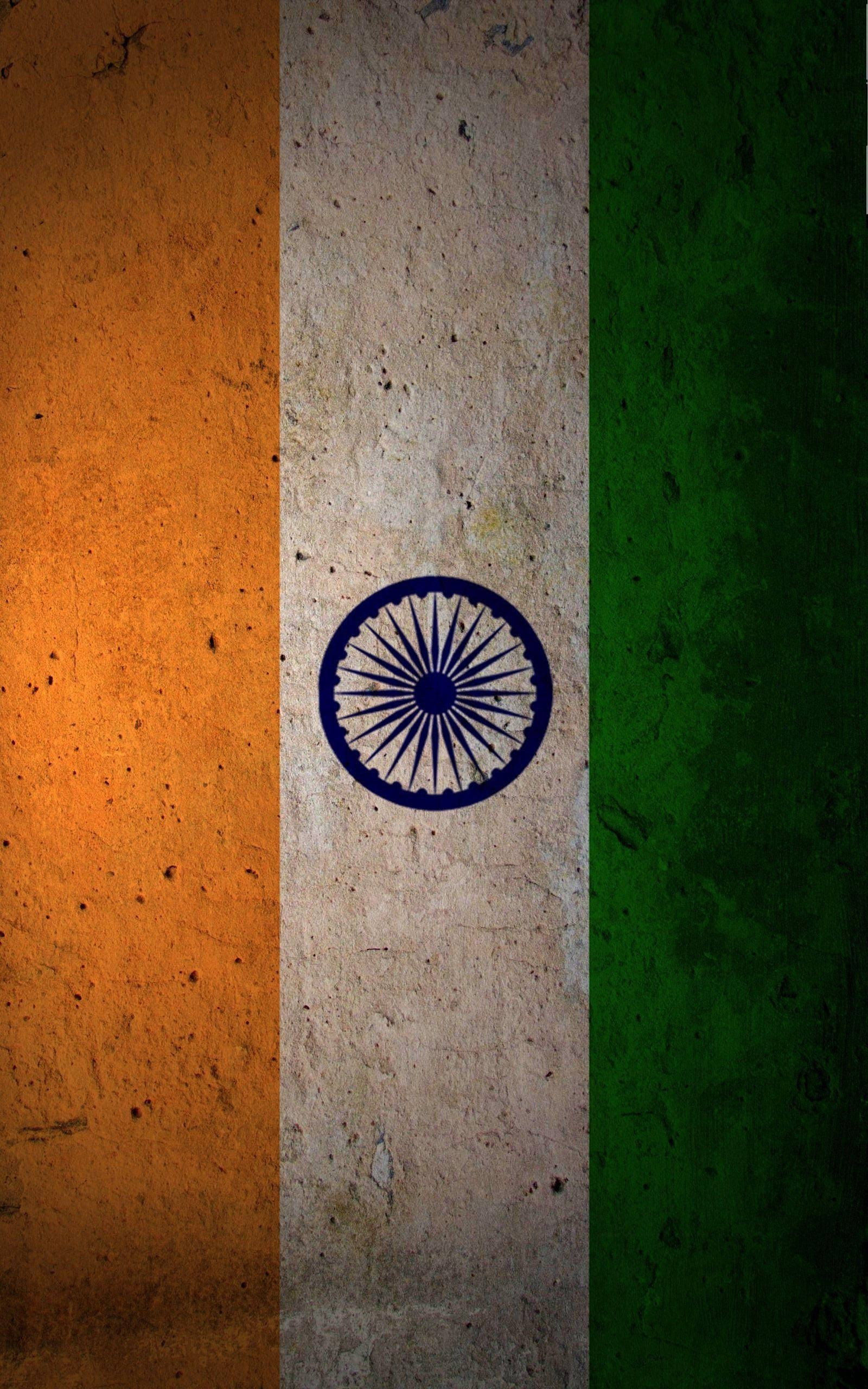 Indian Flag Mobile, saffron white and green stripes, navy blue Ashoka Chakra, 2K Phone Wallpaper