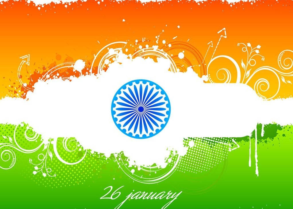 Indian flag, blue Ashoka Chakra, white band, SD Desktop Wallpaper