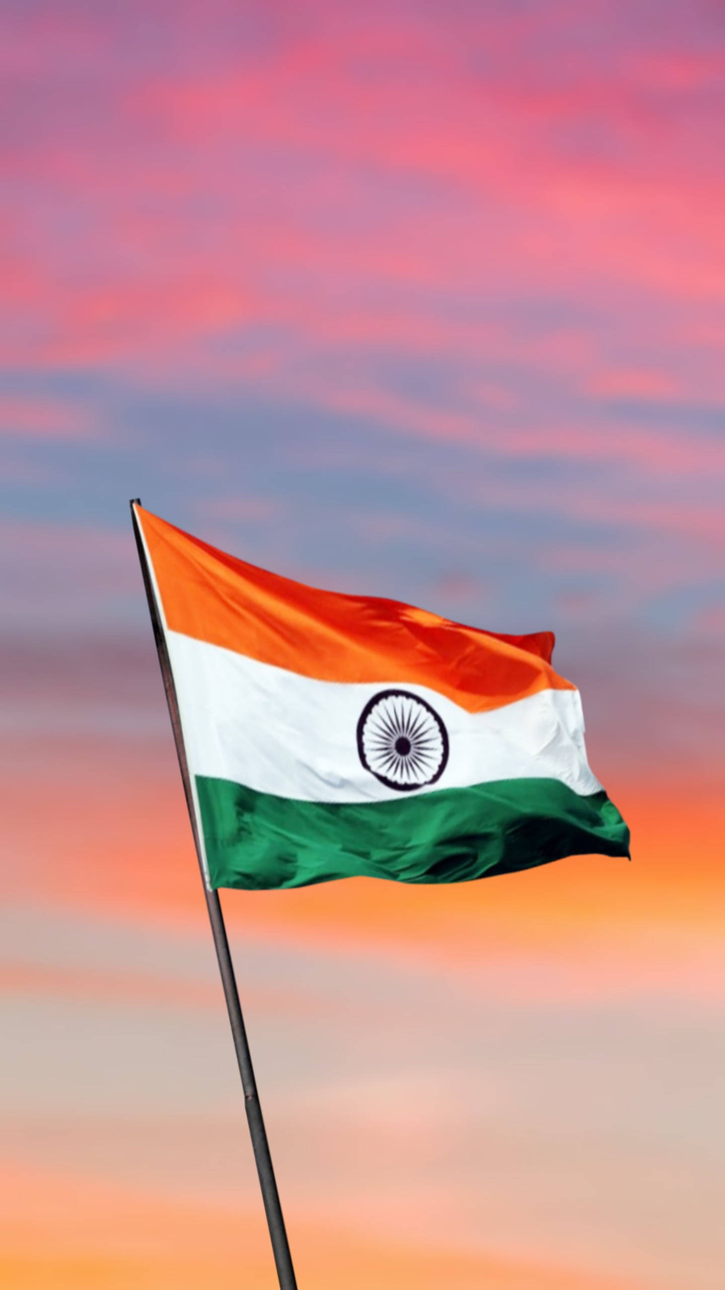 Indian flag, pink, orange, 2K Phone Wallpaper