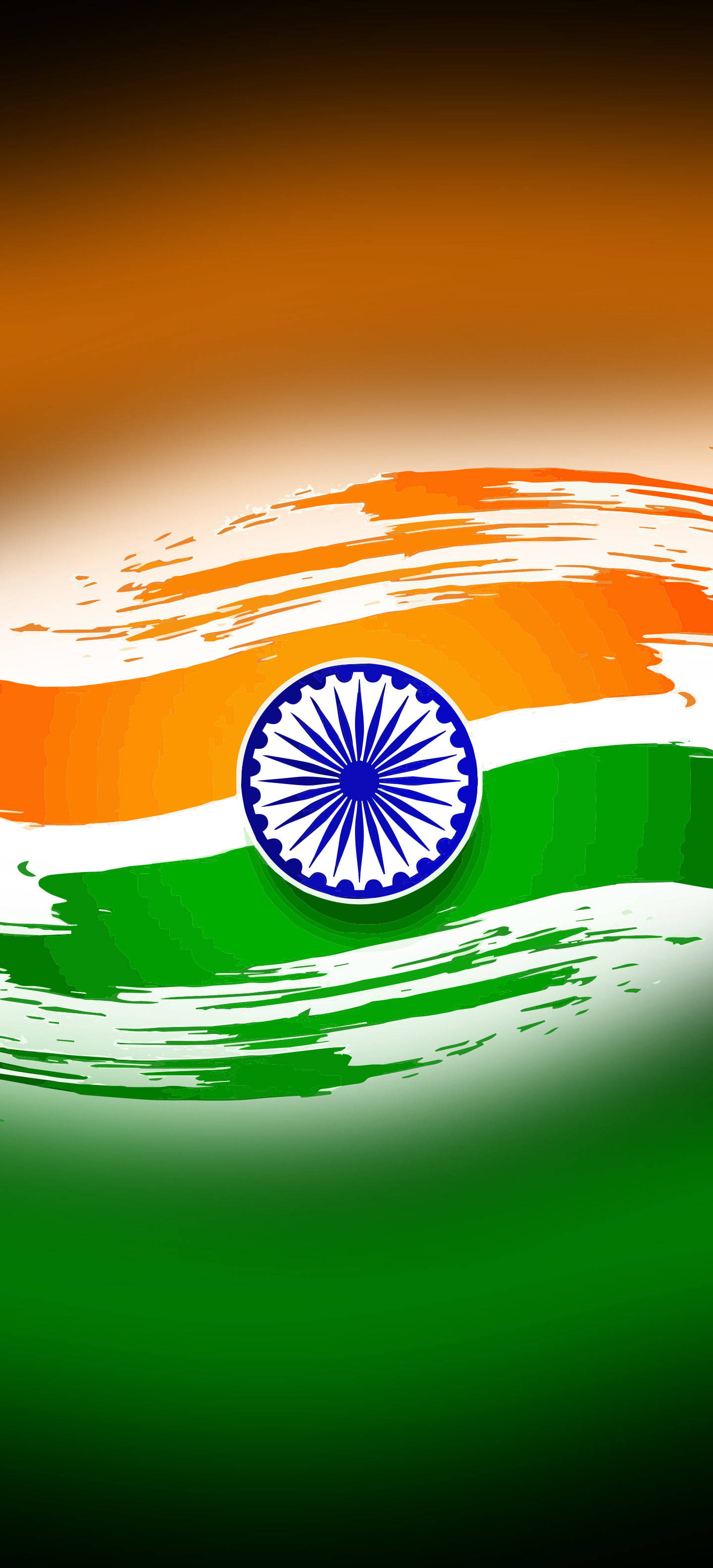 Indian flag, vibrant artistic rendition, bold brushstroke textures, 2K Phone Wallpaper