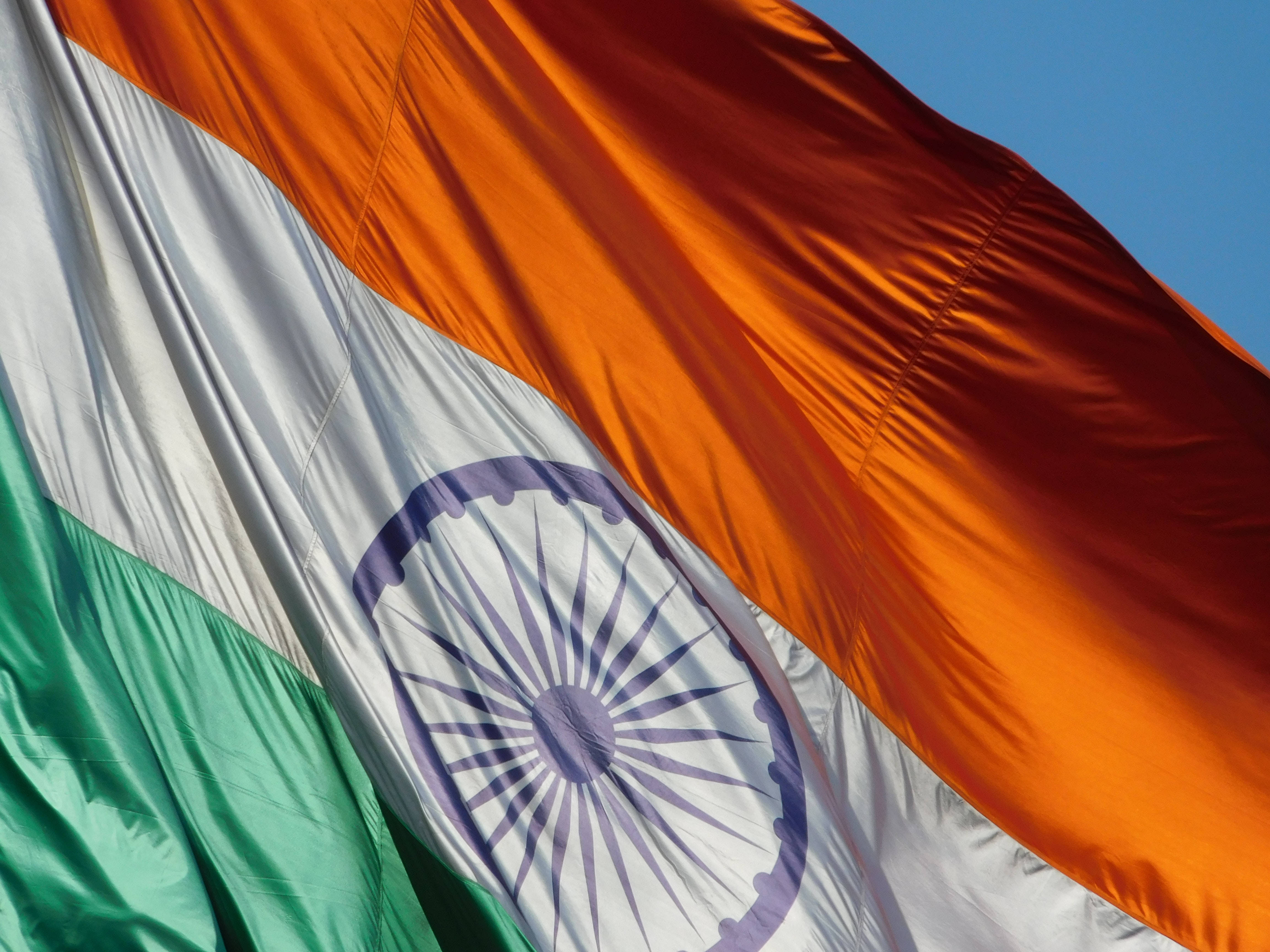 silk texture, Indian flag, 4K Resolution, 4K Desktop Wallpaper
