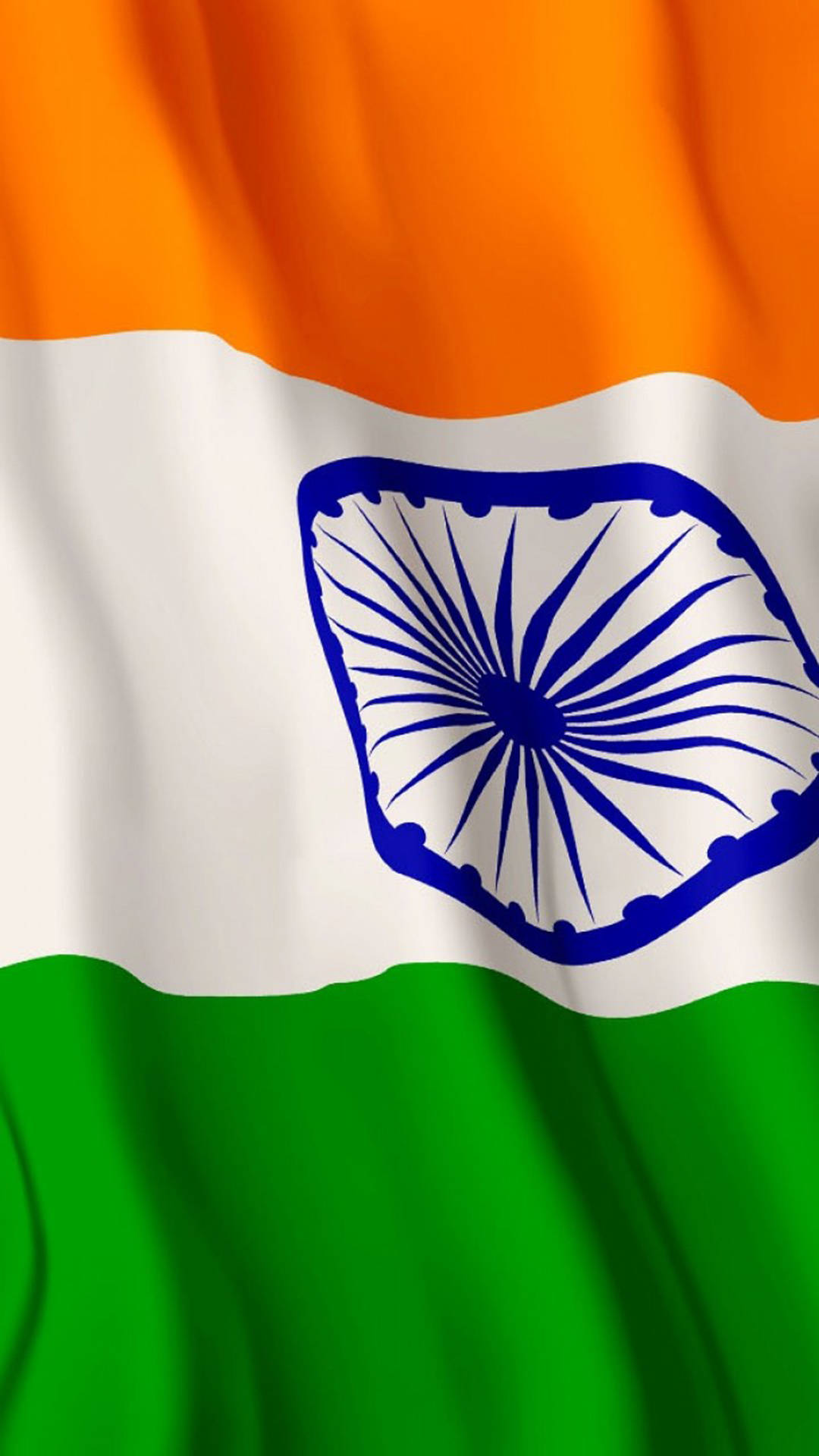 wavy indian flag, saffron white and green stripes, navy blue Ashoka Chakra, Full HD Phone Wallpaper
