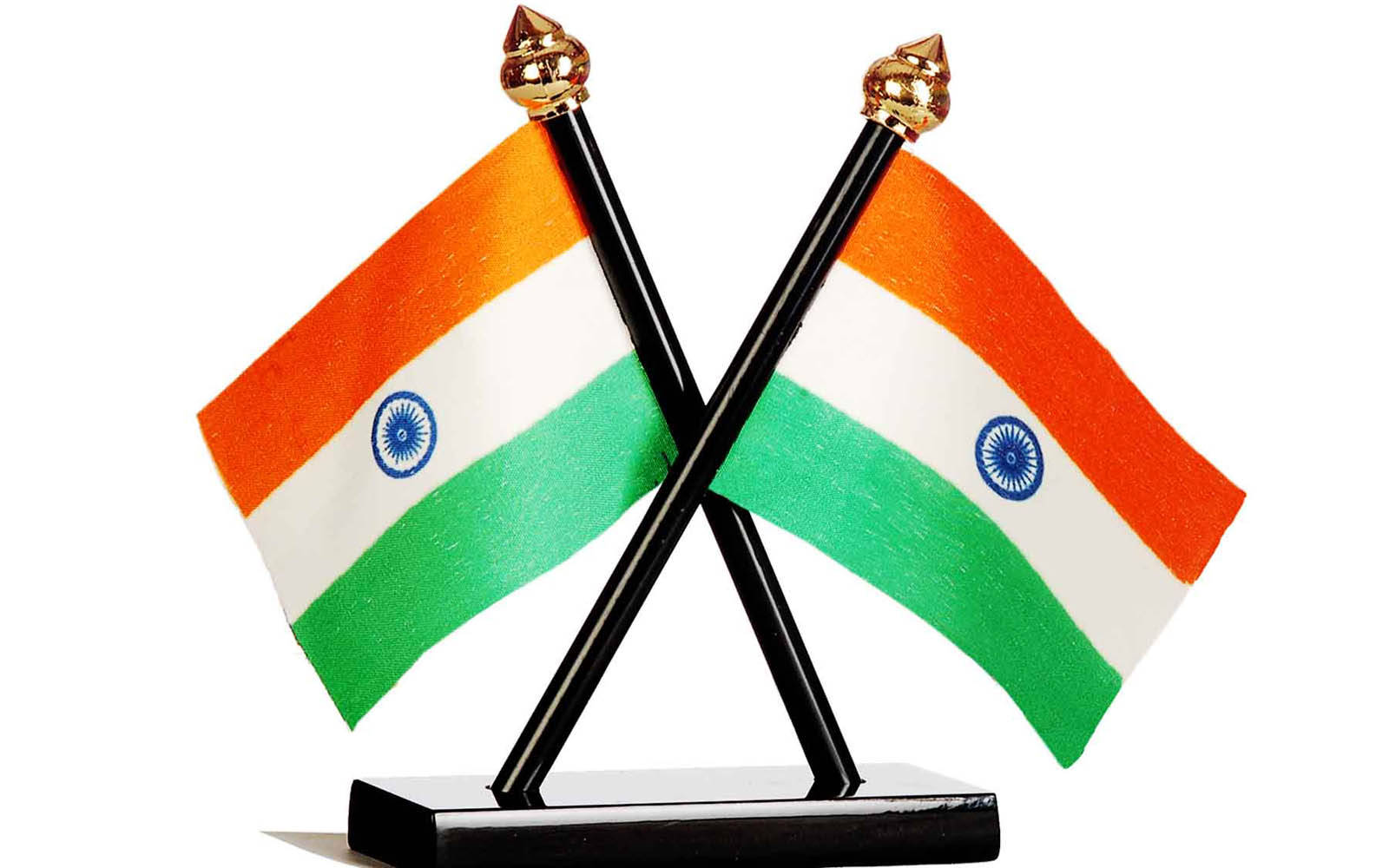 Indian flag, black stand, stark white background, HD Desktop Wallpaper