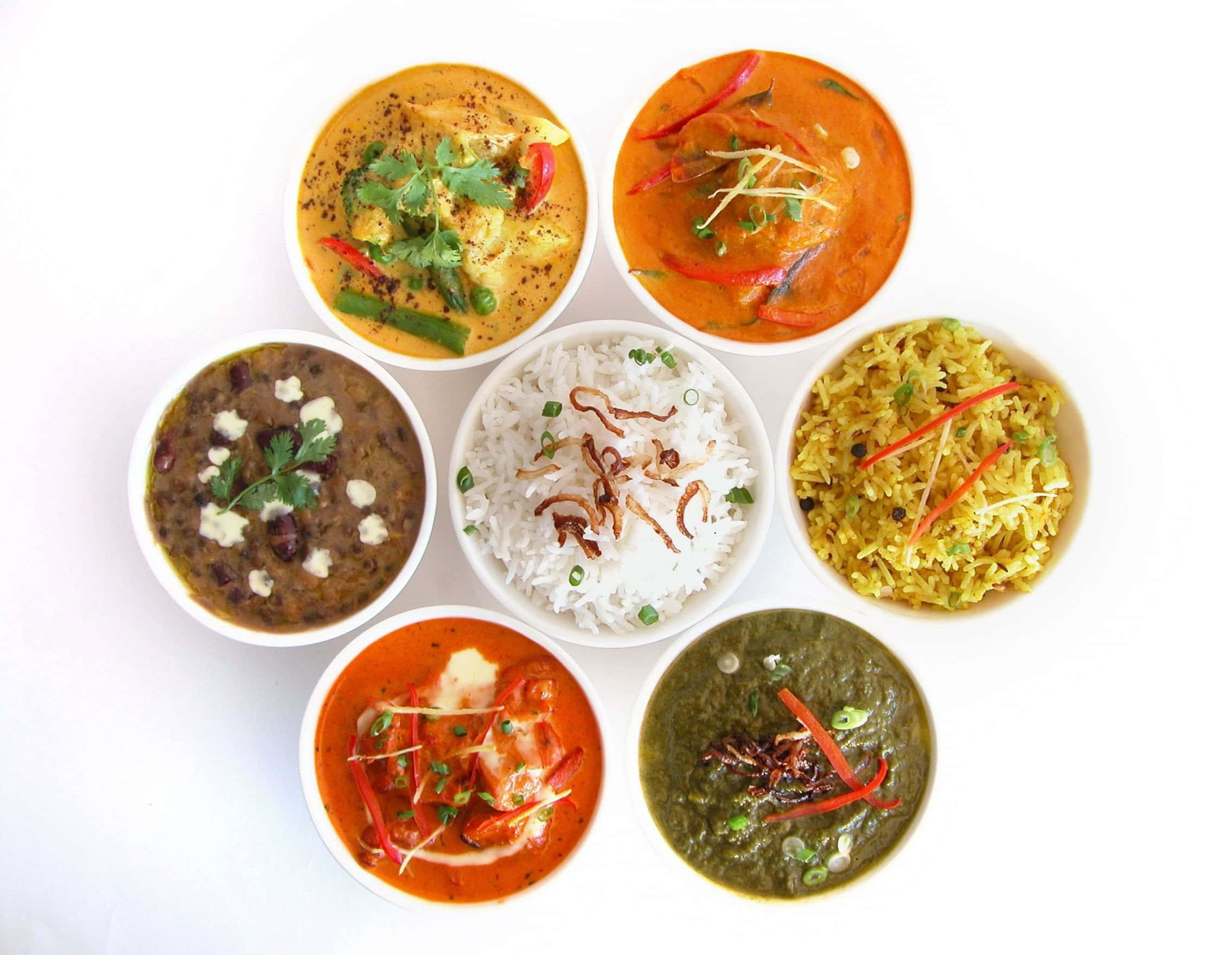 Indian curries, rice, bowl, Full HD Desktop Wallpaper