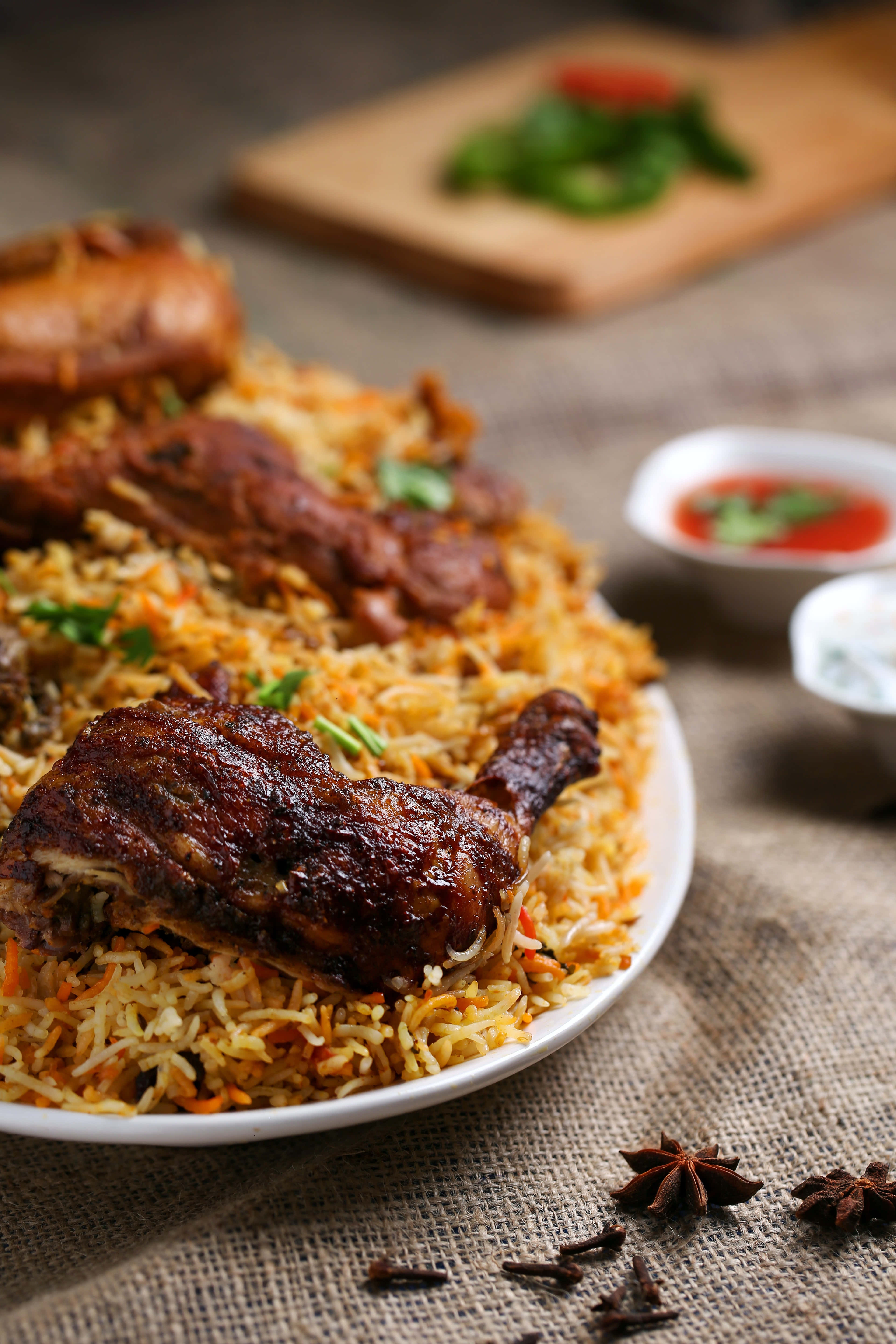 Fried Chicken Biryani, biryani, tender chicken pieces, 5K Phone Wallpaper