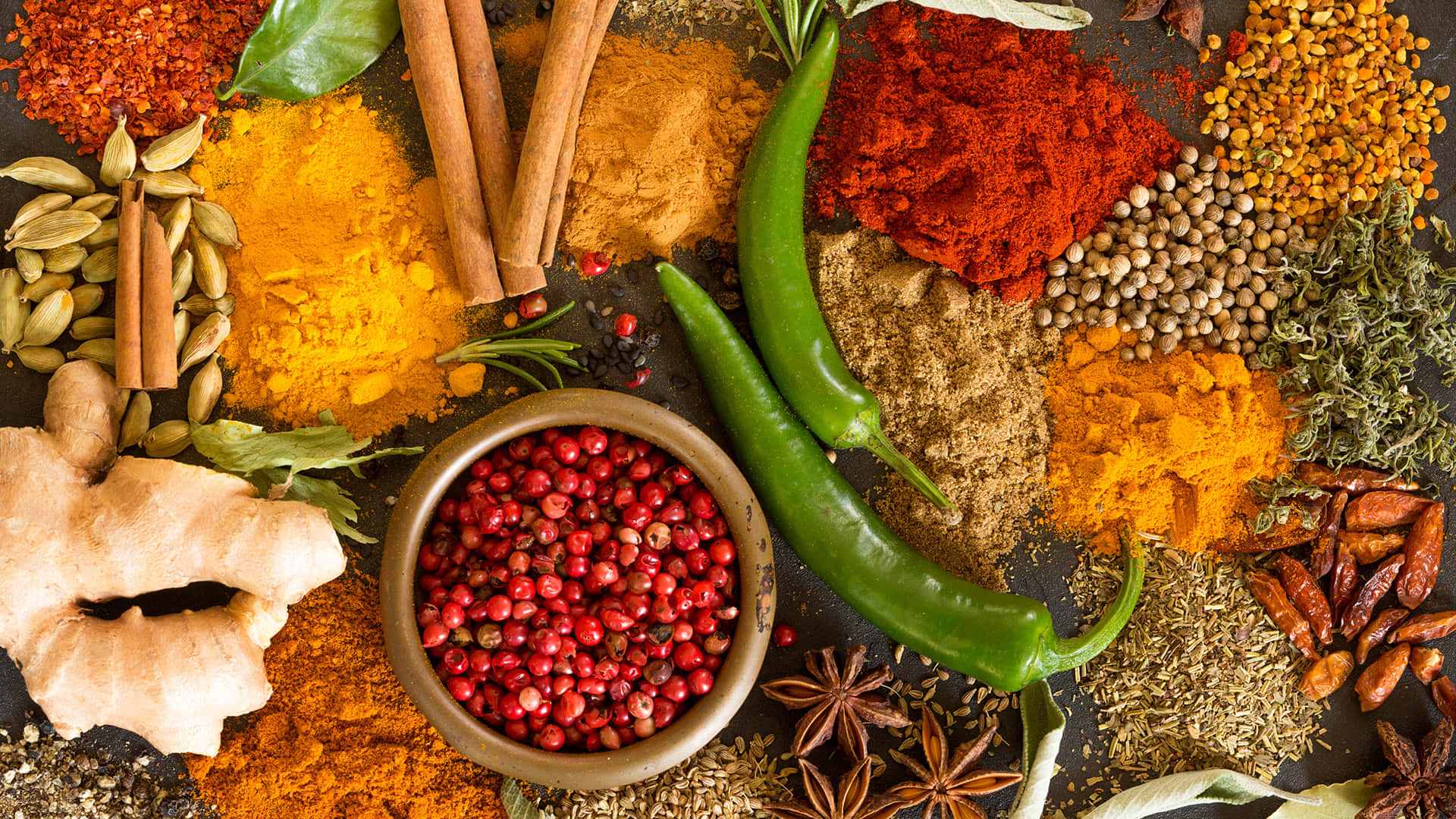 colorful Indian Food, mixed spices, assorted colorful spices, Full HD Desktop Wallpaper