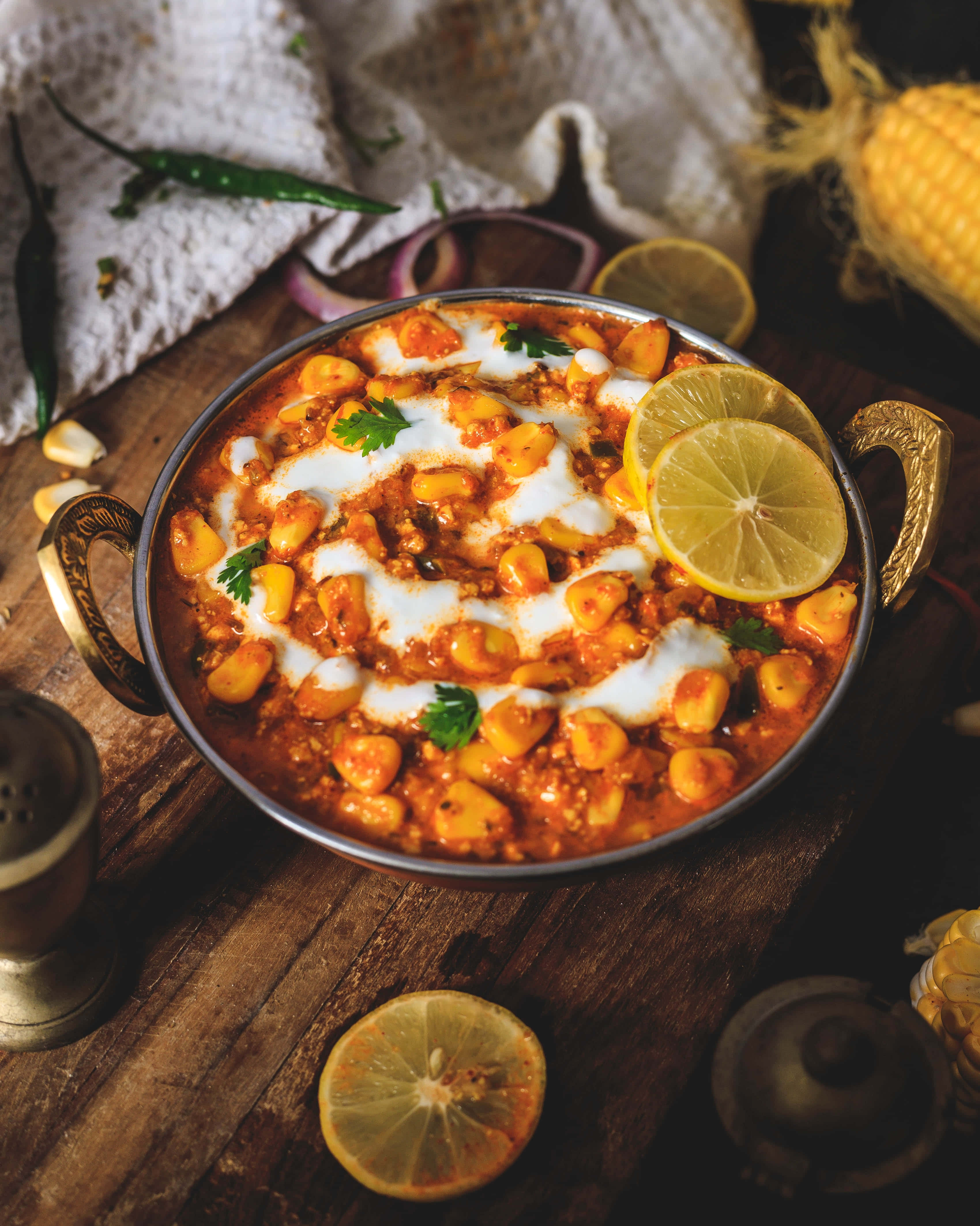 chana masala, vibrant orange, yogurt, 4K Phone Wallpaper