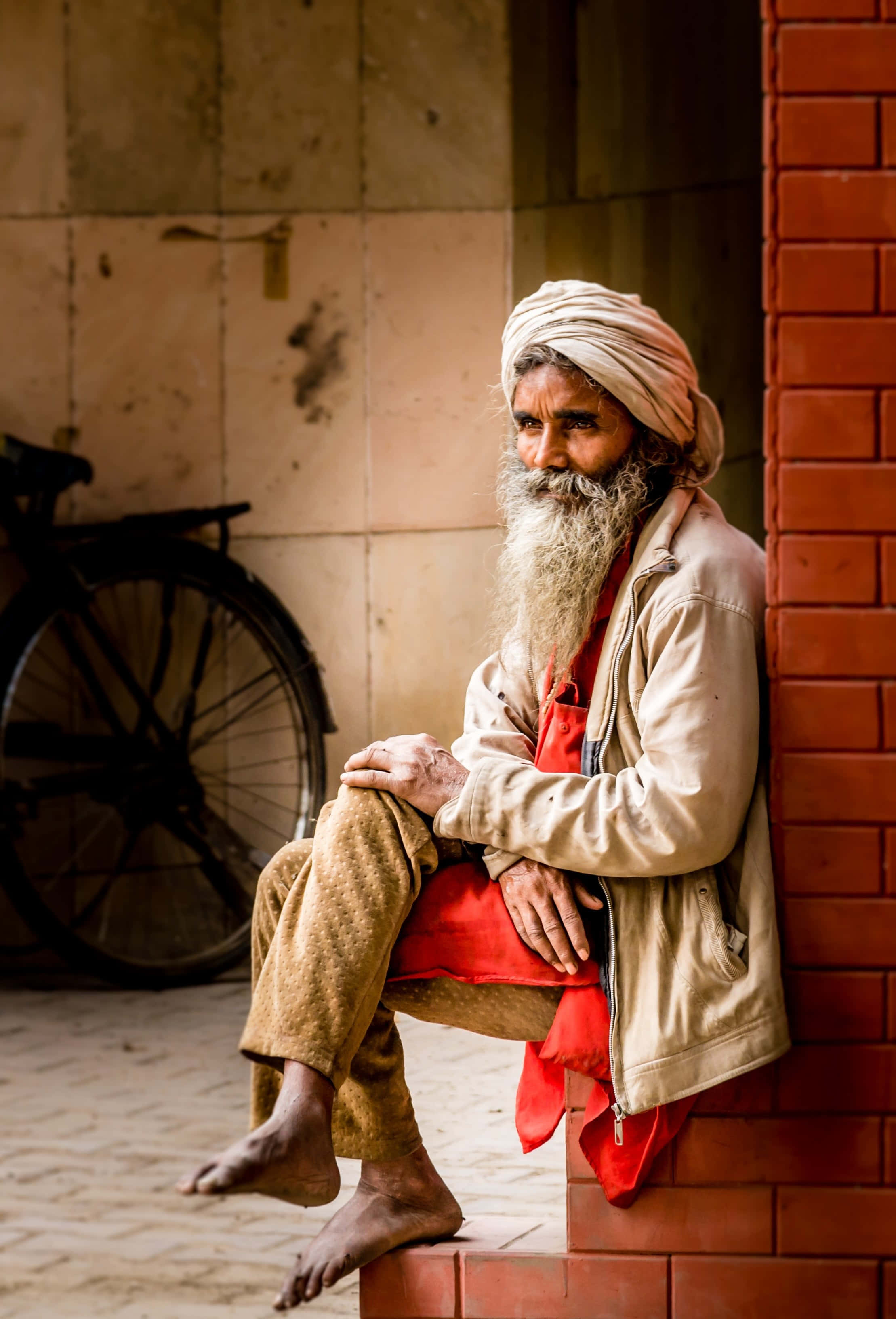 old indian guy, turban, long white beard, 2K Phone Wallpaper