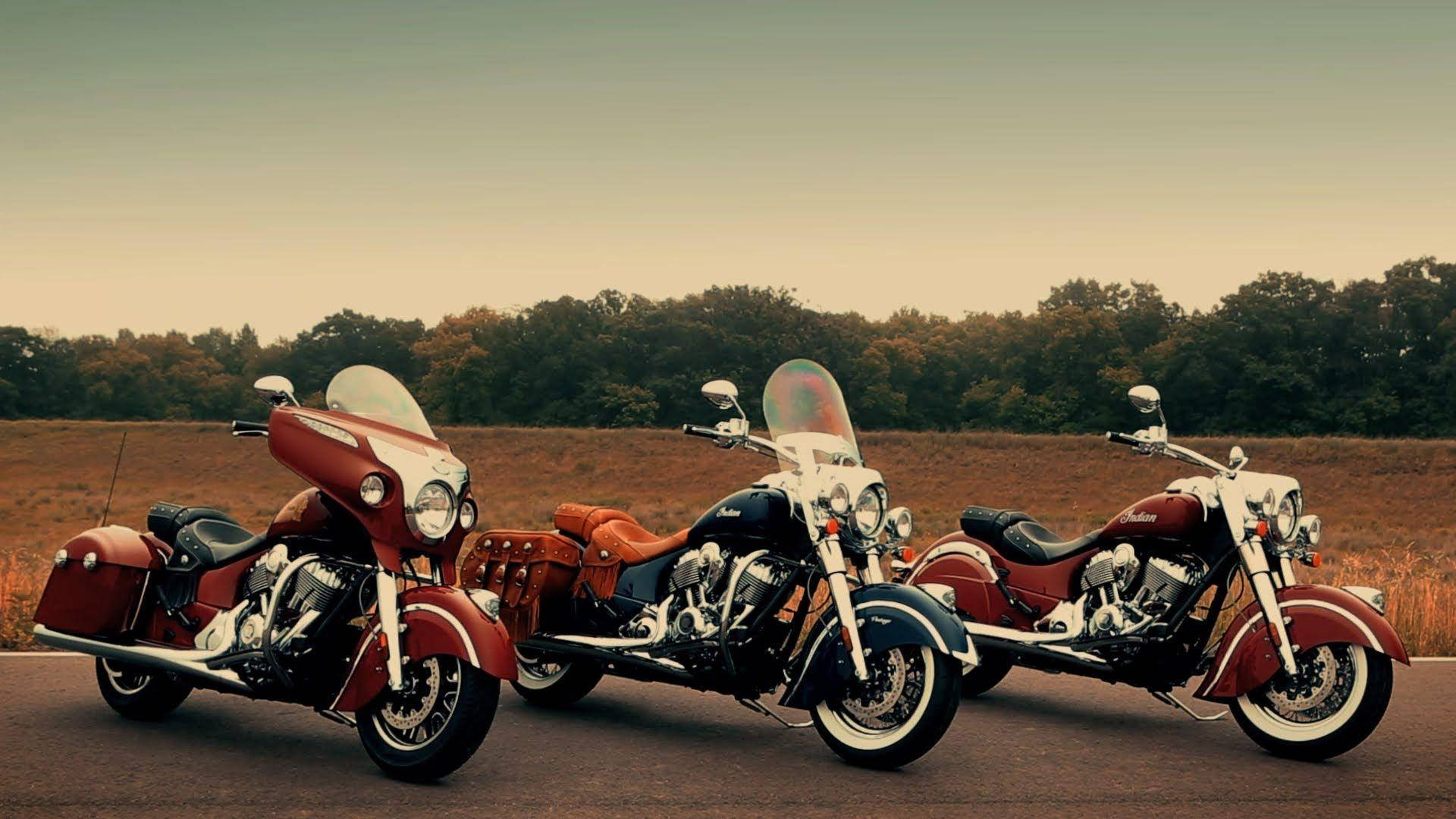 Indian Motorcycle, red and black, autumn trees, Full HD Desktop Wallpaper