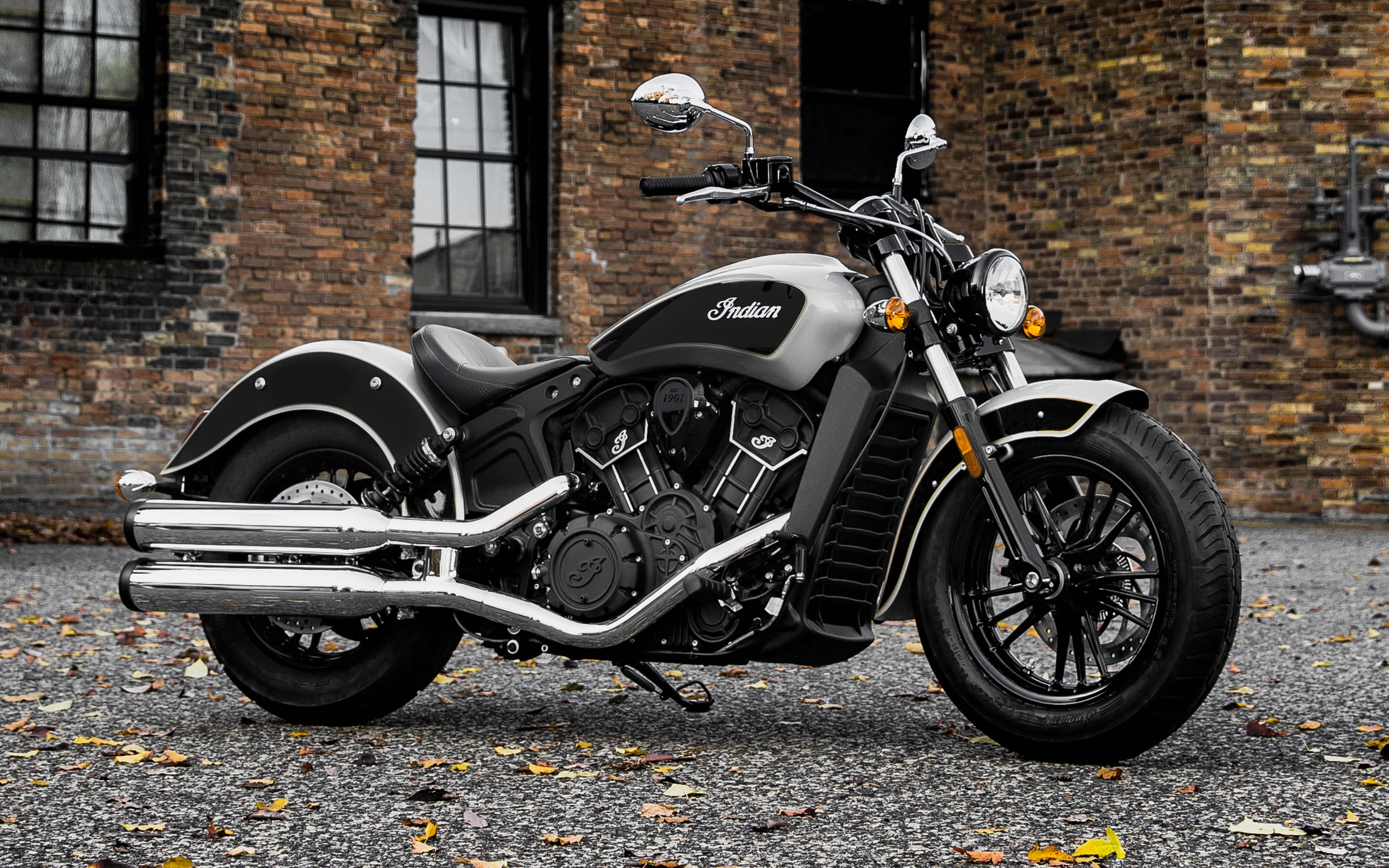 Indian Motorcycle, black and silver, gravel, 4K Desktop Wallpaper