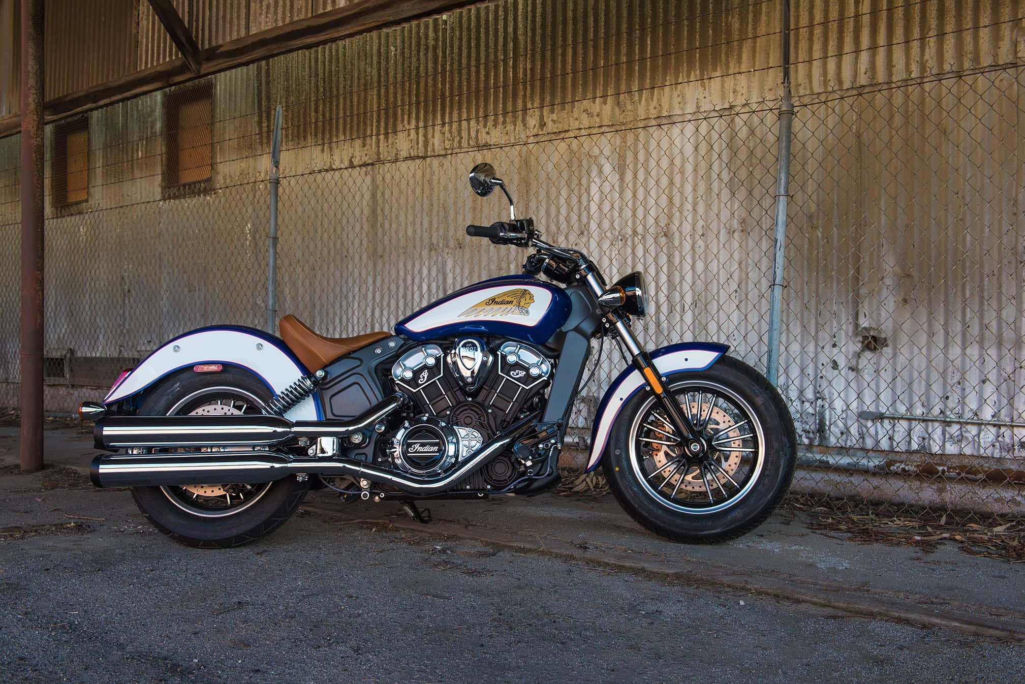 Indian Motorcycle, blue and white, chrome accents, Full HD Desktop Wallpaper
