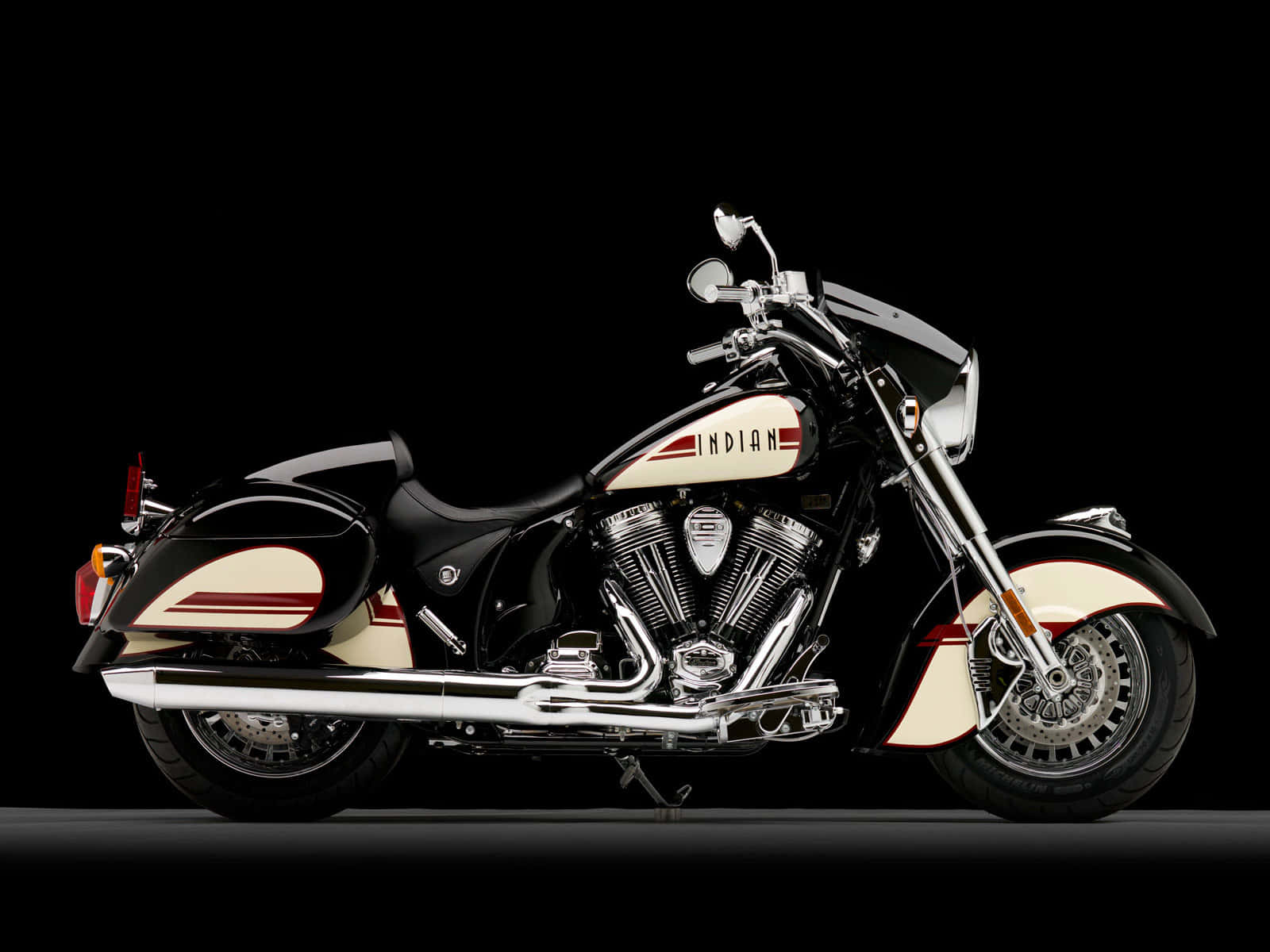 Indian Motorcycle, black and cream, chrome accents, HD Desktop Wallpaper
