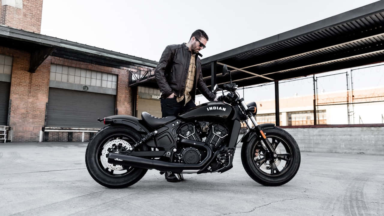 Indian Motorcycle, matte black, leather jacket, HD Desktop Wallpaper