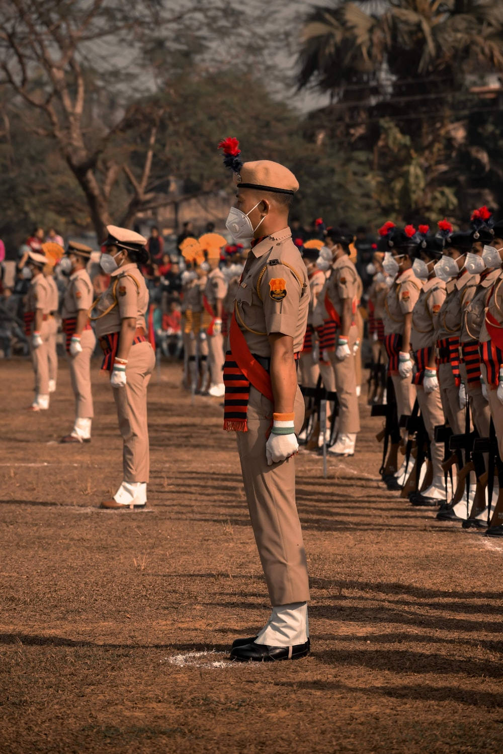 Indian Police, beige attire, dry earth, HD Phone Wallpaper