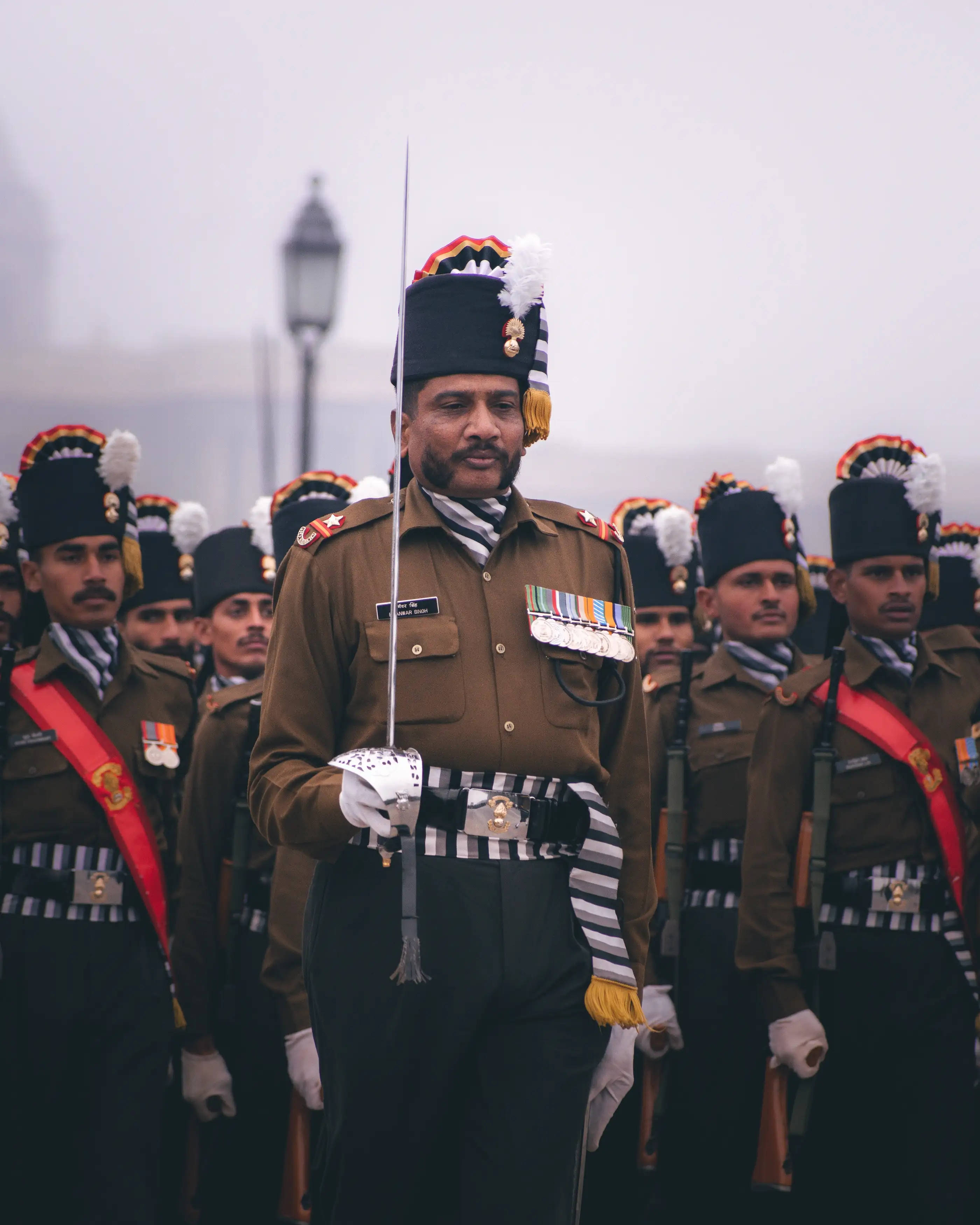 Indian Soldiers, armed commander, ceremonial attire, 2K Phone Wallpaper