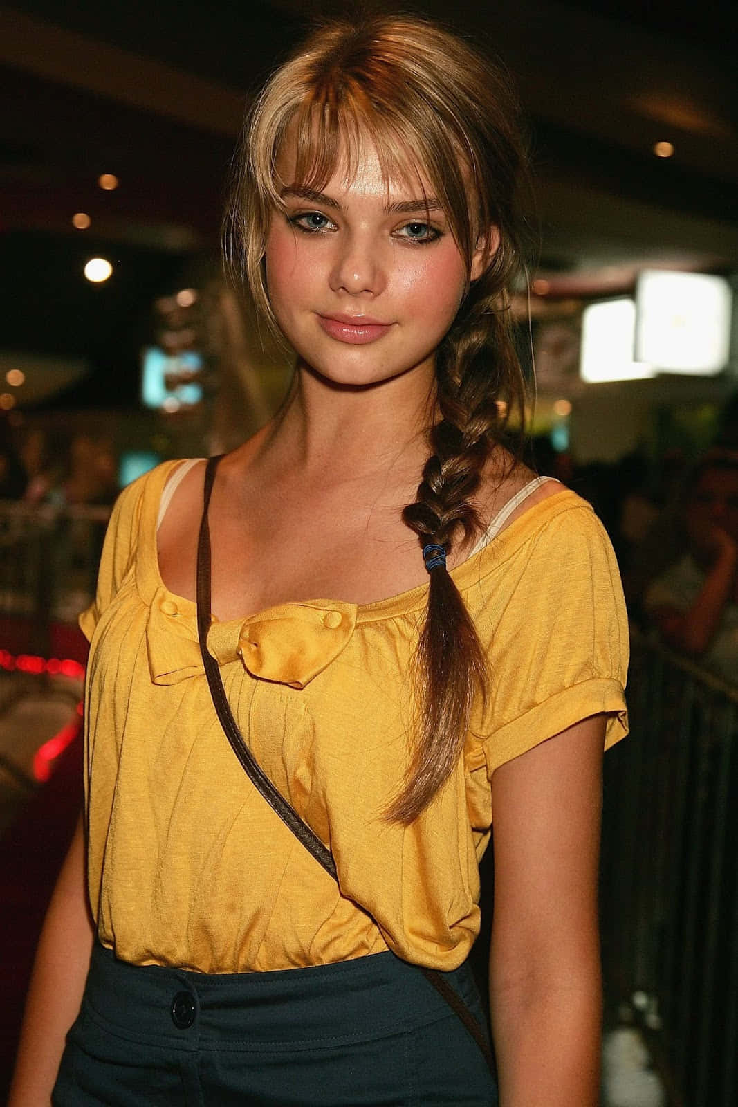 Indiana Evans, braided hairstyle, yellow top, HD Phone Wallpaper