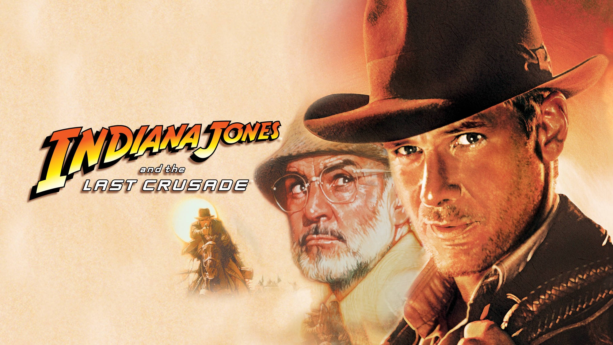 Indiana Jones, his father, fiery backdrop, Full HD Desktop Wallpaper