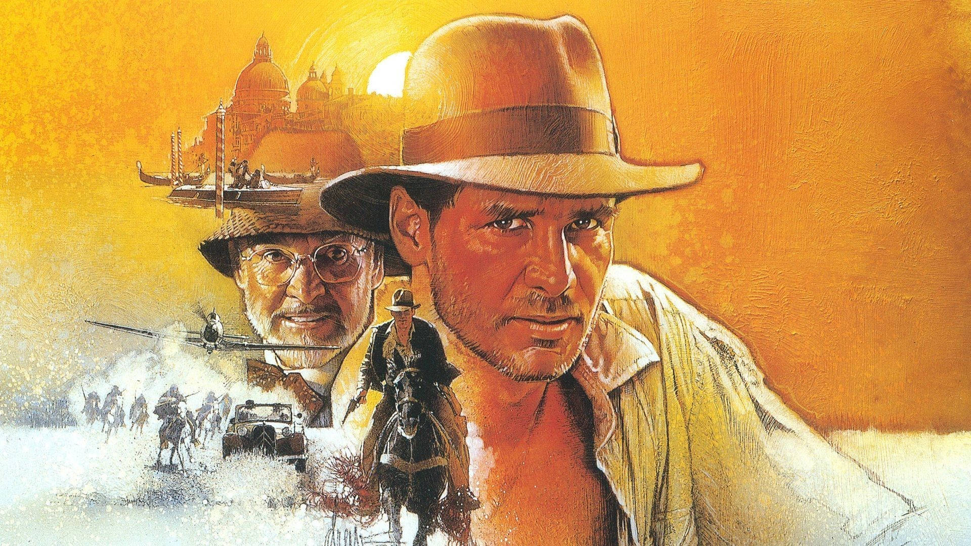 Indiana Jones, fedora, golden sunset, Full HD Desktop Wallpaper