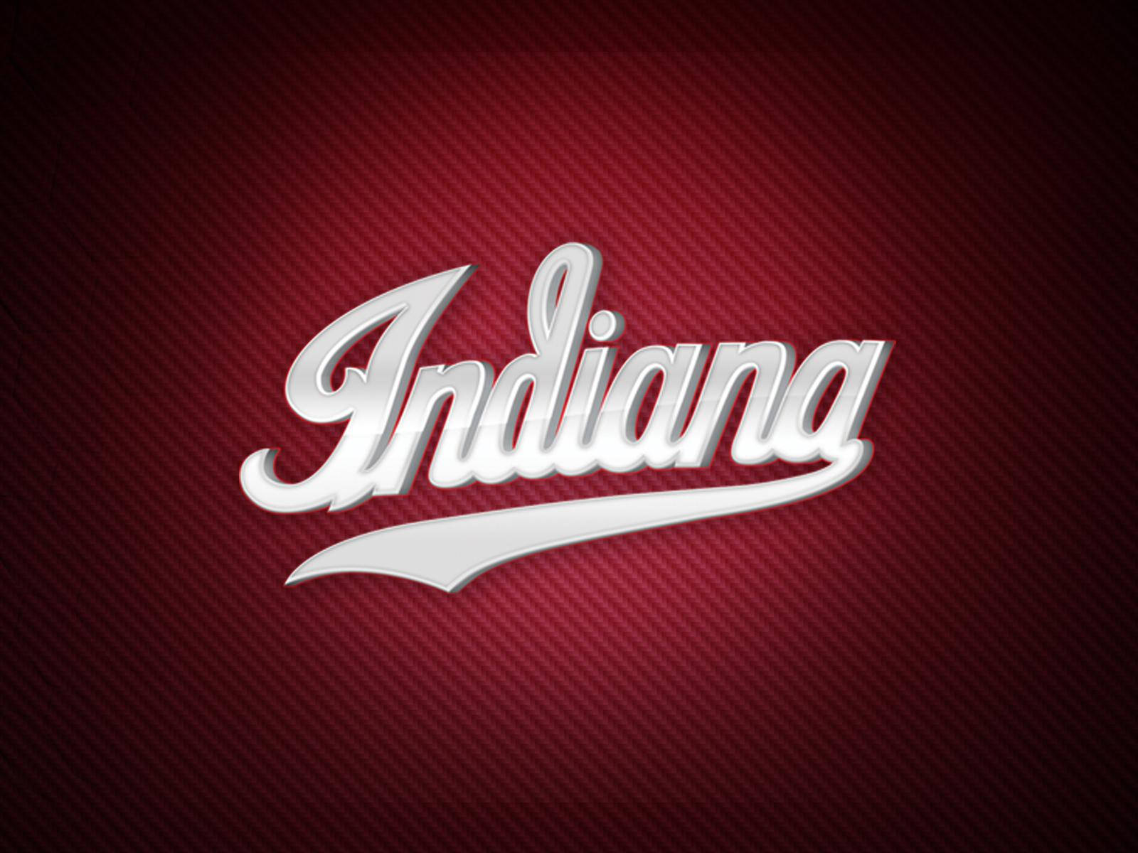 Indiana, red background, shiny silver script, HD Desktop Wallpaper
