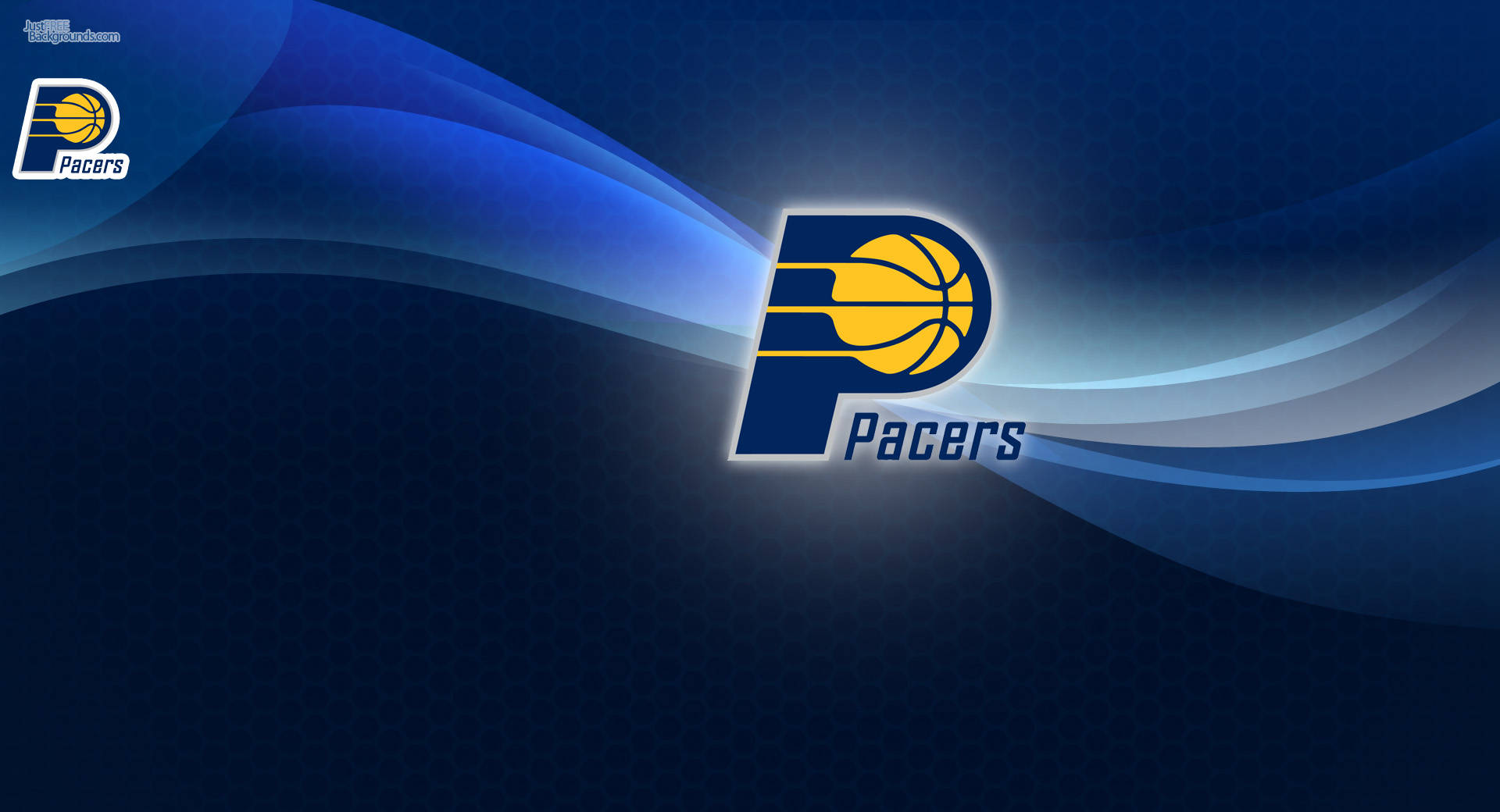 Indiana Pacers, stylized letter P logo, blue gradient background, Full HD Desktop Wallpaper