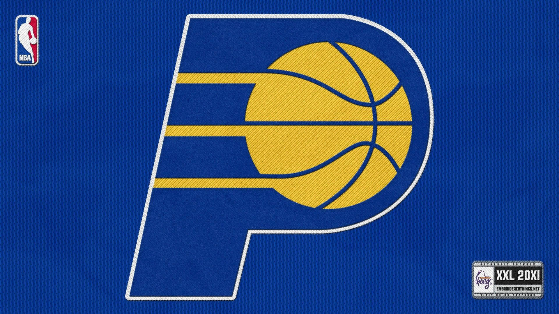 Indiana Pacers, stitched logo, yellow basketball, Full HD Desktop Wallpaper