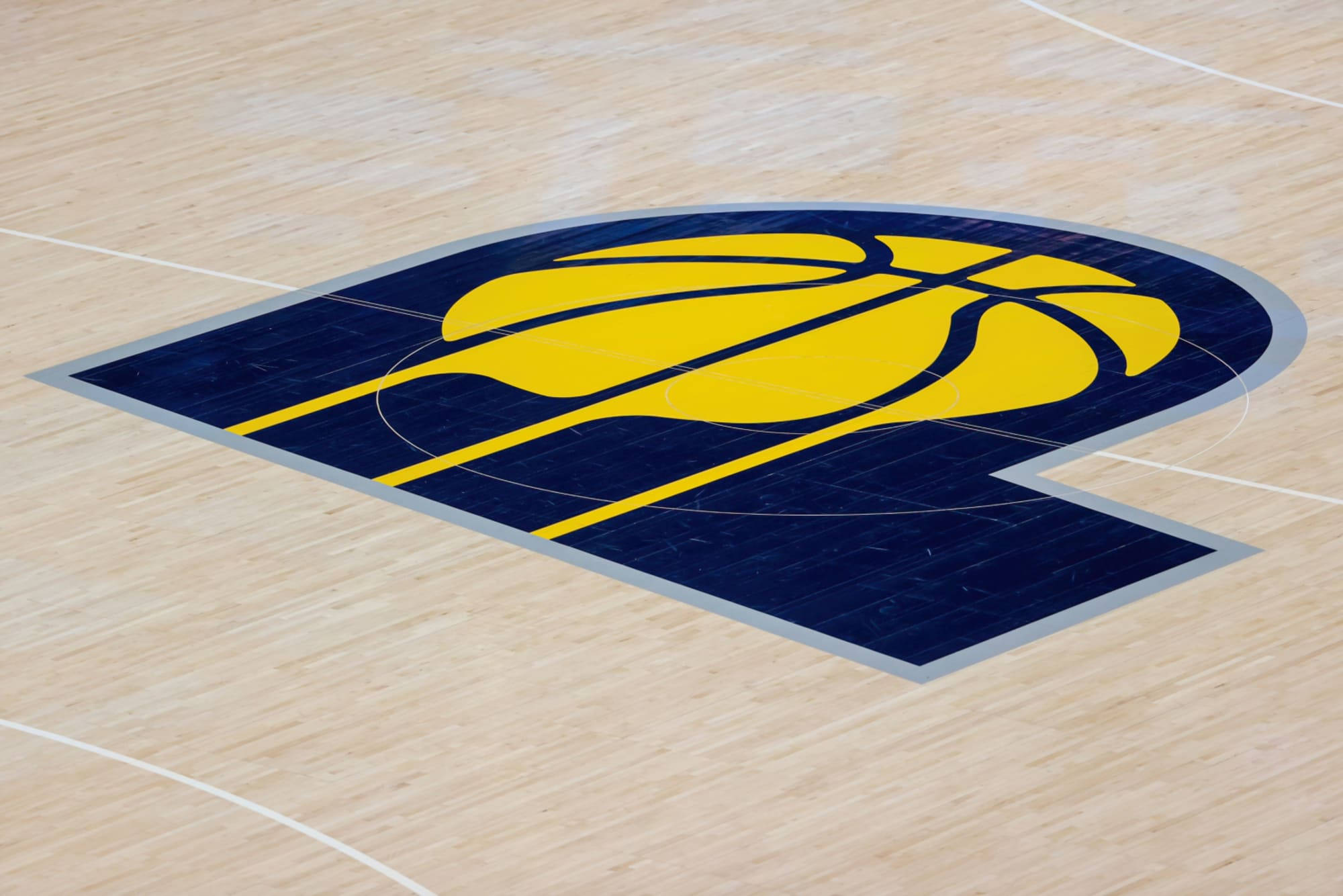 Indiana Pacers, home court logo, yellow, Full HD Desktop Wallpaper