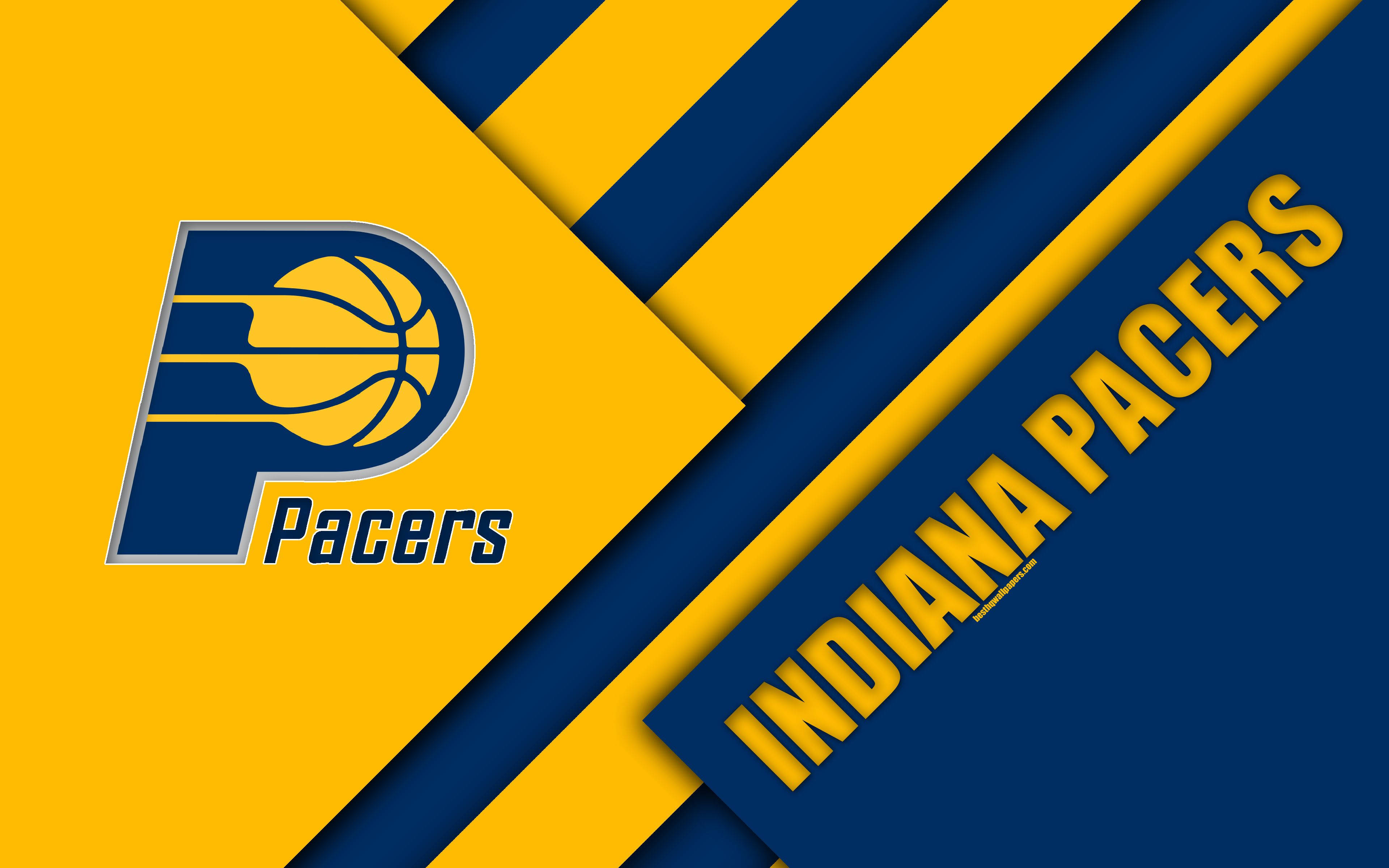 Indiana Pacers, blue, yellow, 4K Desktop Wallpaper