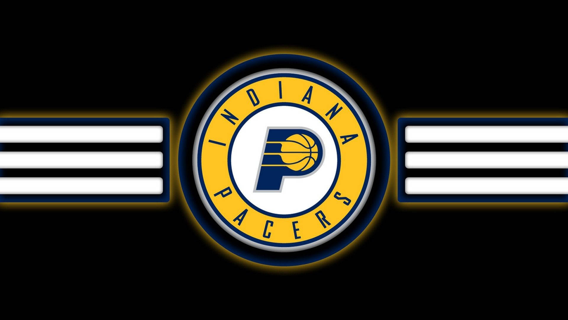 Indiana Pacers, three striped lines, yellow and blue light, Full HD Desktop Wallpaper