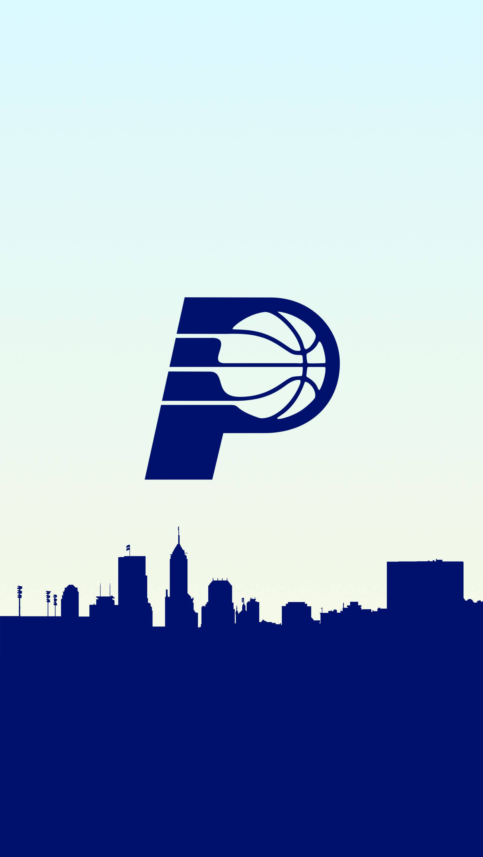 Indiana Pacers, monochrome logo, city skyline silhouette, 2K Phone Wallpaper