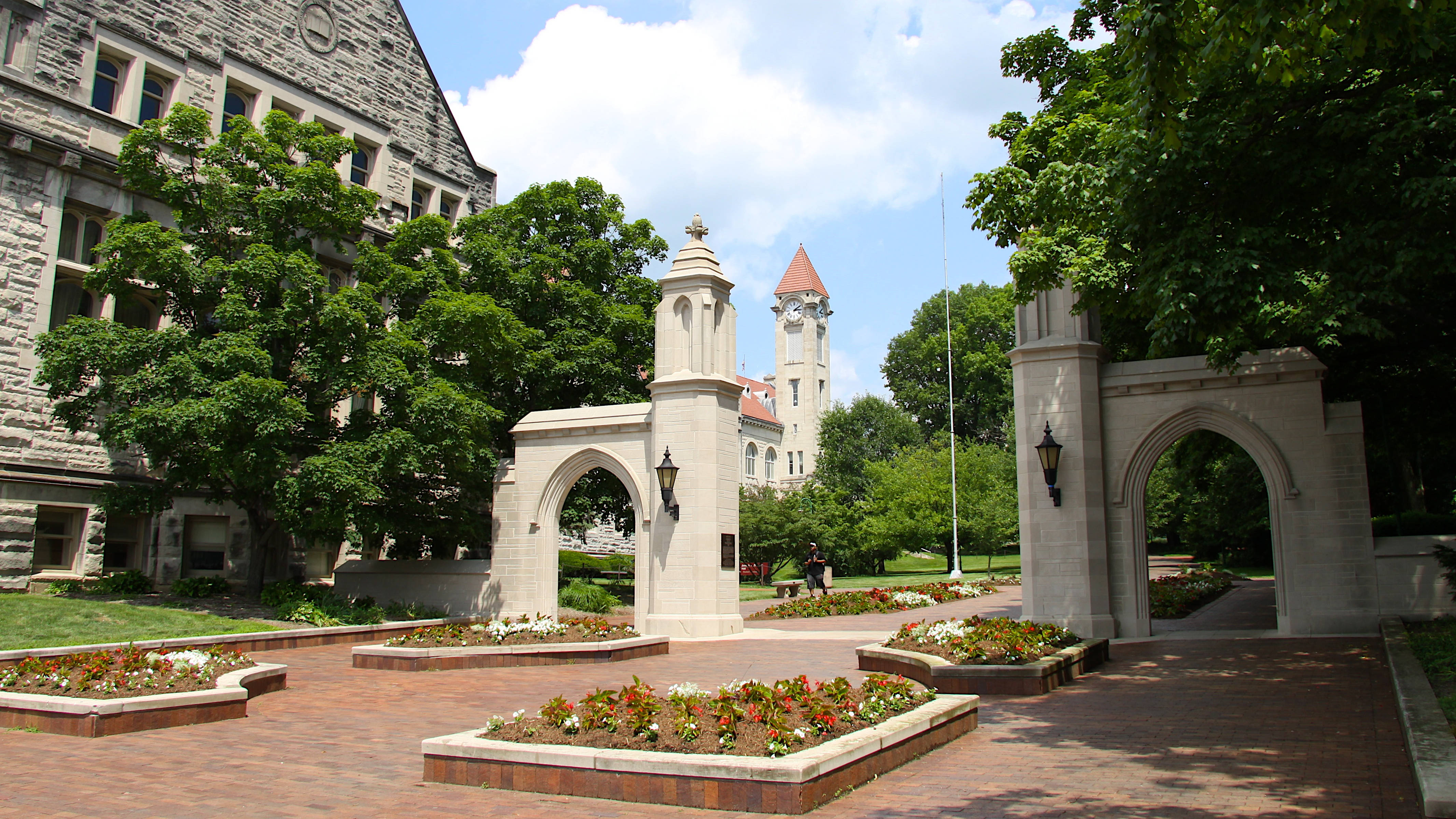 Indiana University Bloomington, gates, stone archway, 4K Desktop Wallpaper