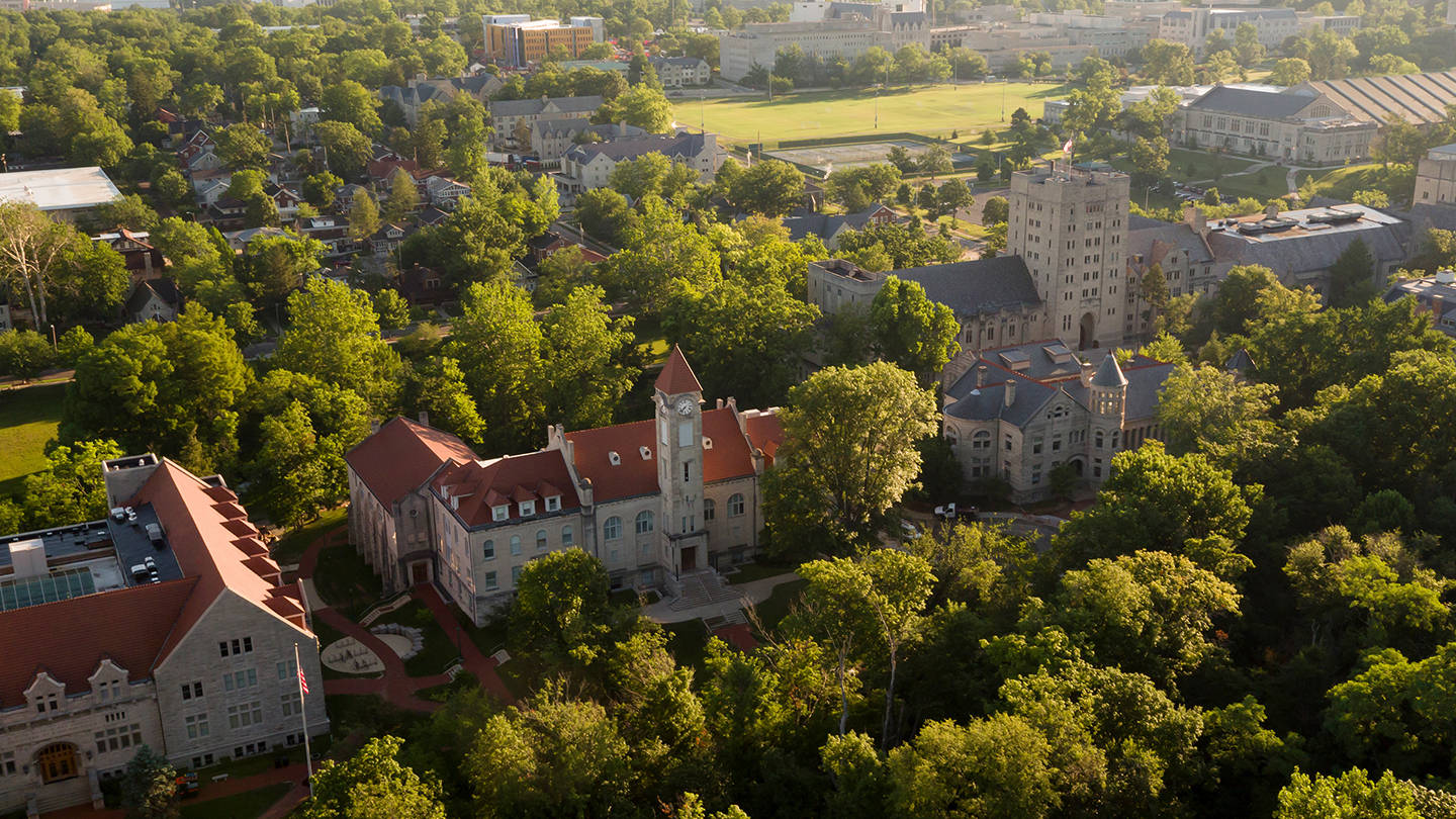 Indiana University Bloomington, aerial view, historic campus buildings, HD Desktop Wallpaper