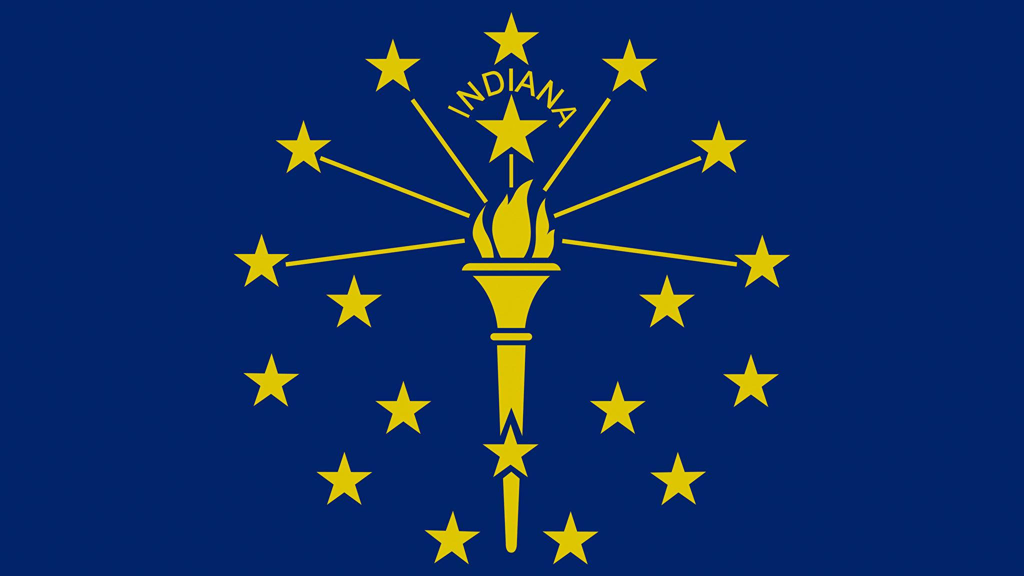 Indiana flag, blue field, golden torch with flame, Full HD Desktop Wallpaper