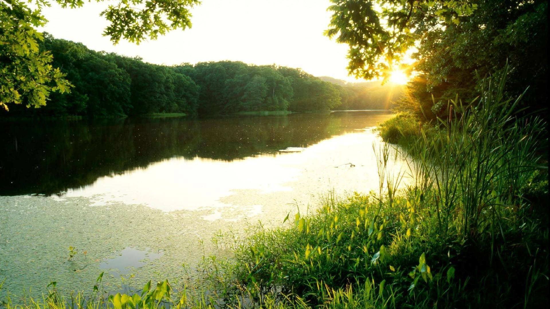 Indiana, Lake, Sunset, Full HD Desktop Wallpaper