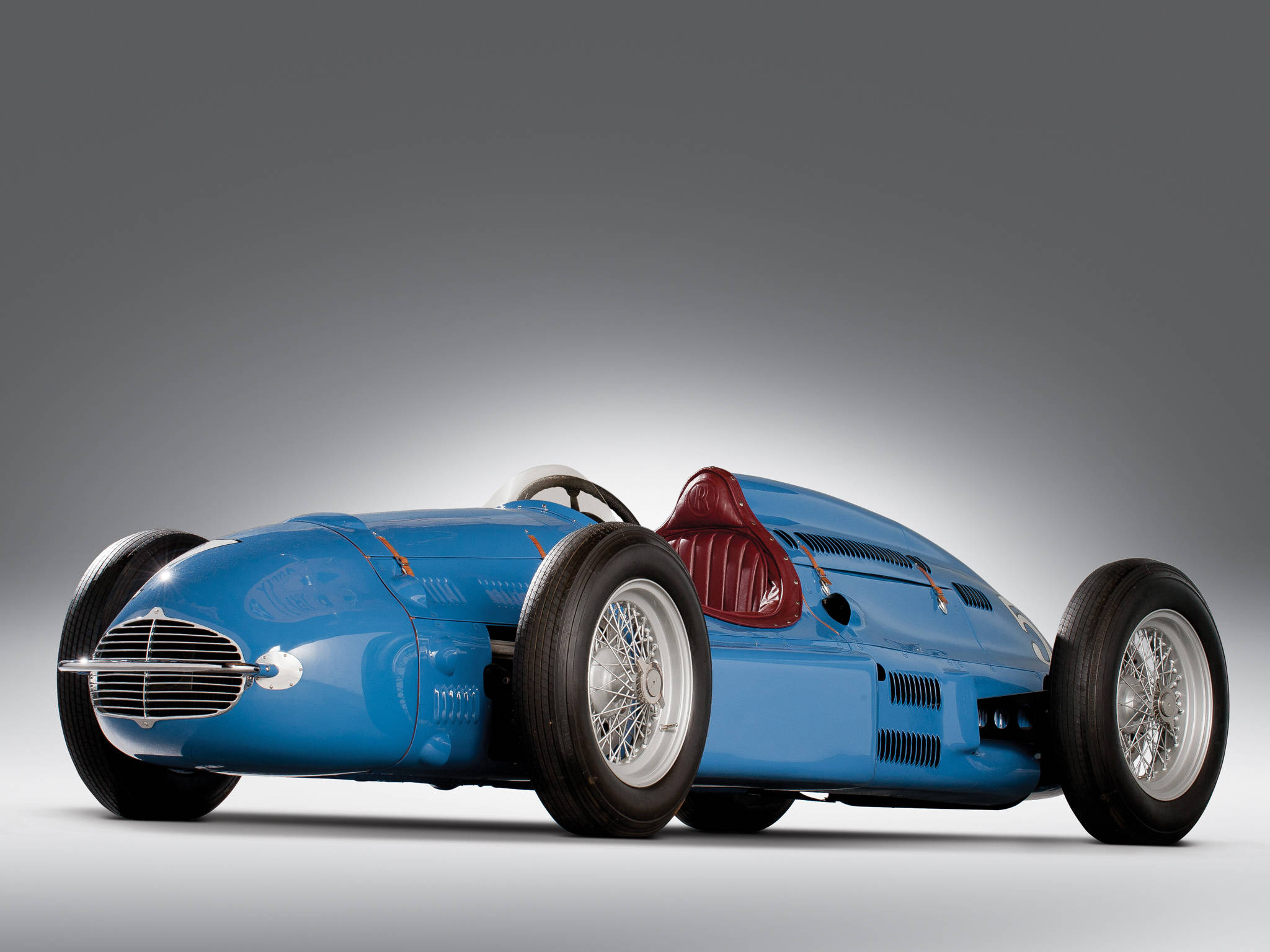 Indianapolis 500, vintage blue F1 car, red leather seat, Full HD Desktop Wallpaper