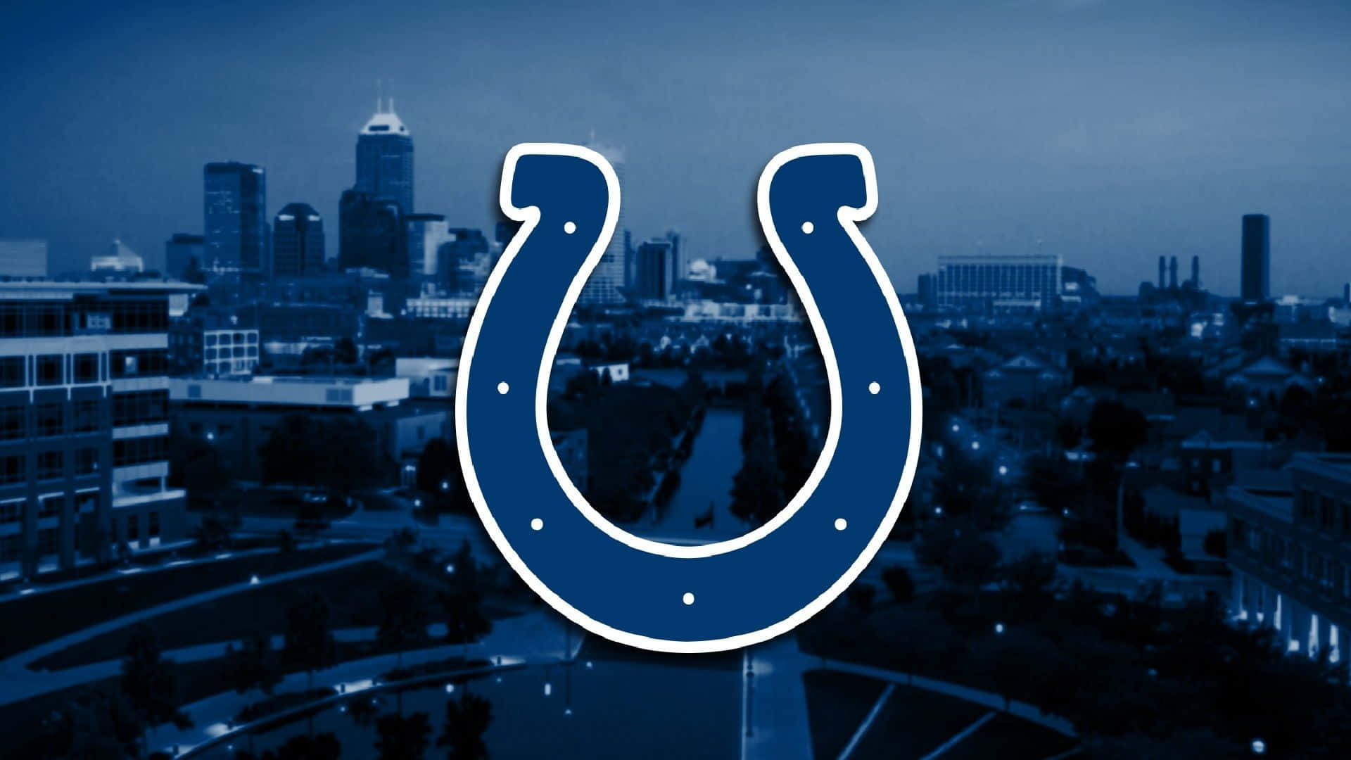 Indianapolis Colts, blue horseshoe logo, white outline, Full HD Desktop Wallpaper