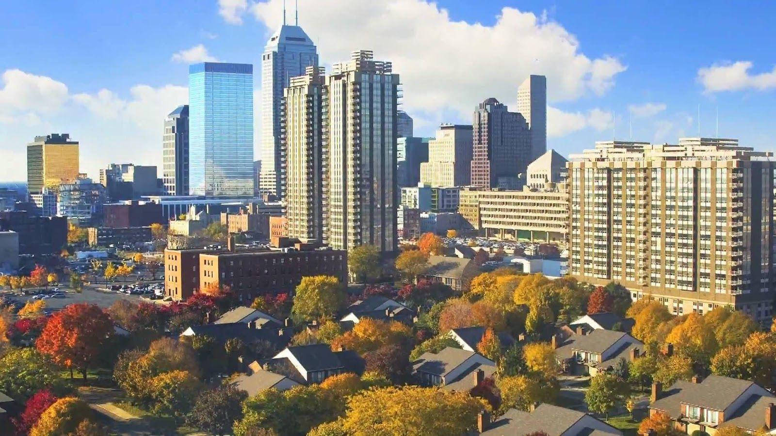Indianapolis, autumn cityscape, colorful trees, HD Desktop Wallpaper