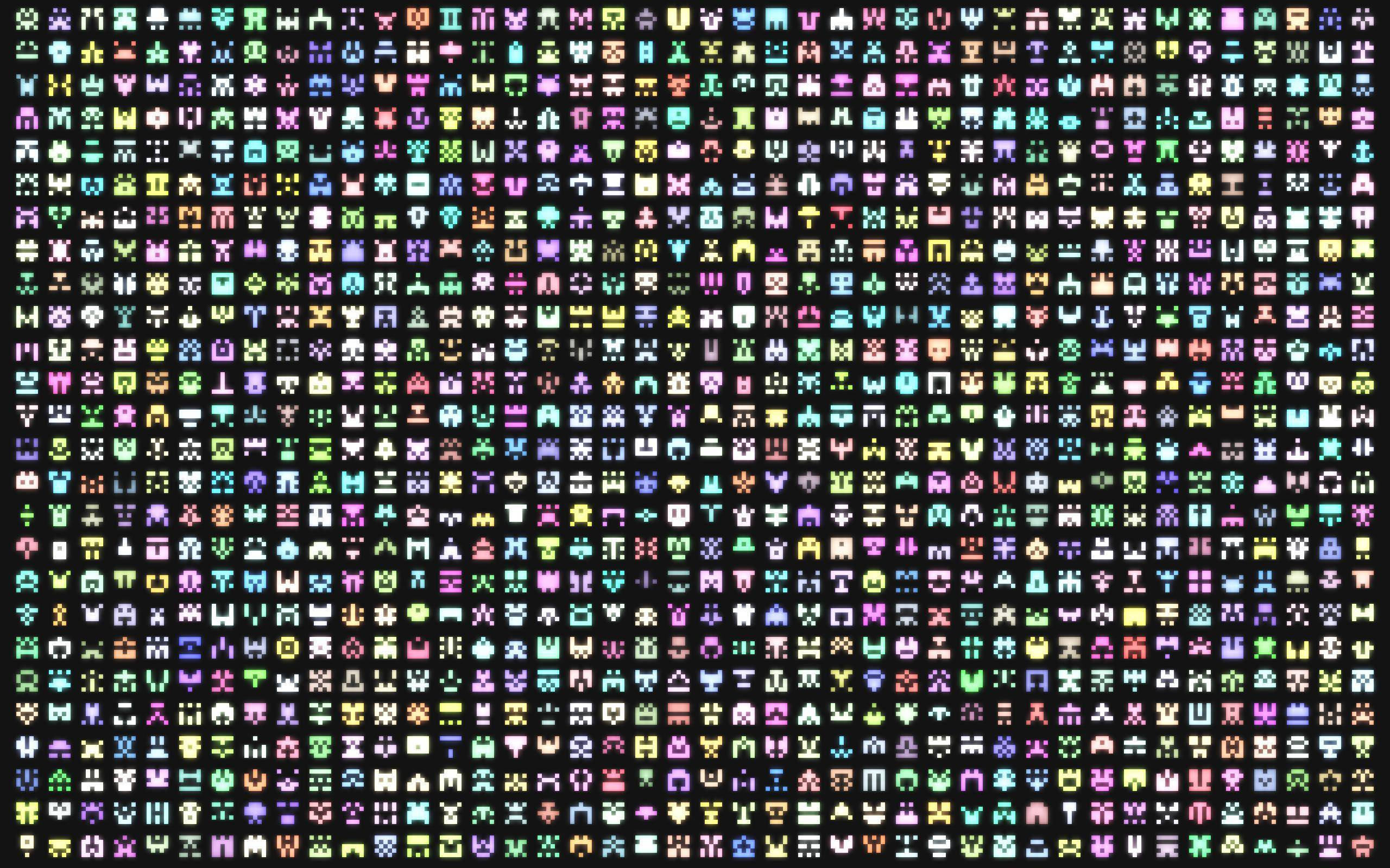 Indie Aesthetic Laptop, vintage game icons, pixel-art icons, 2K Desktop Wallpaper