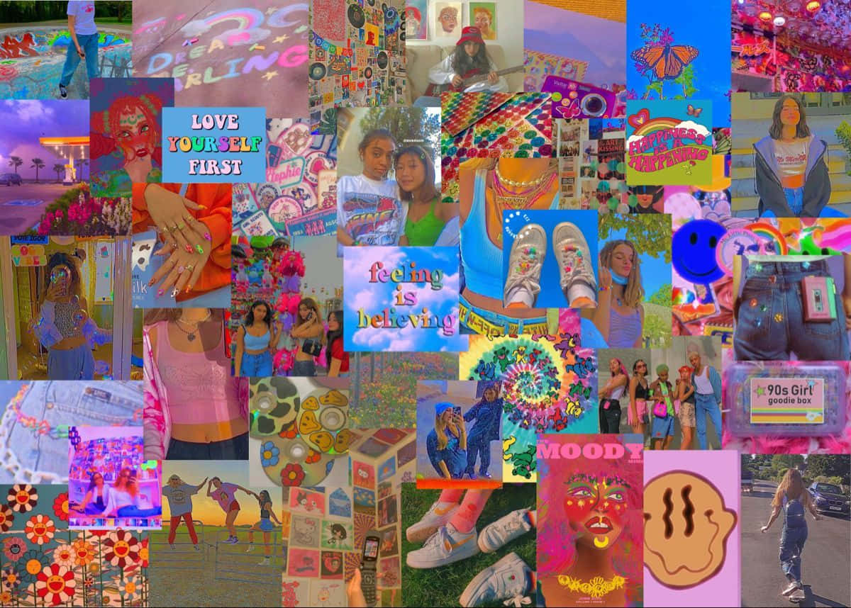 Indie Aesthetic PC, 90s pop culture icons, retro graphics, SD Desktop Wallpaper