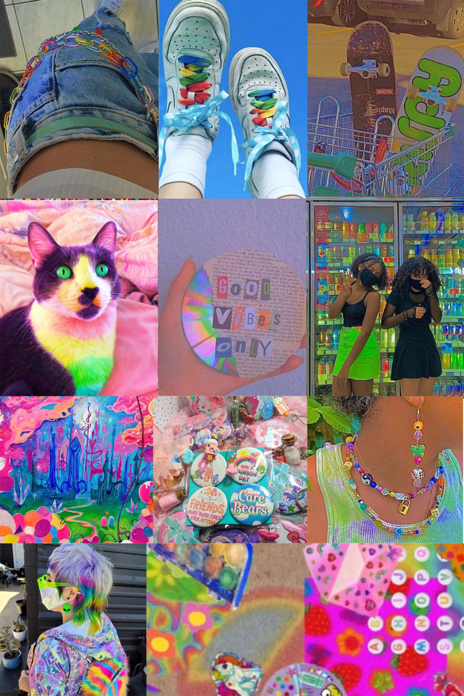 rainbow-themed, youth culture, colorful sneakers, 2K Phone Wallpaper