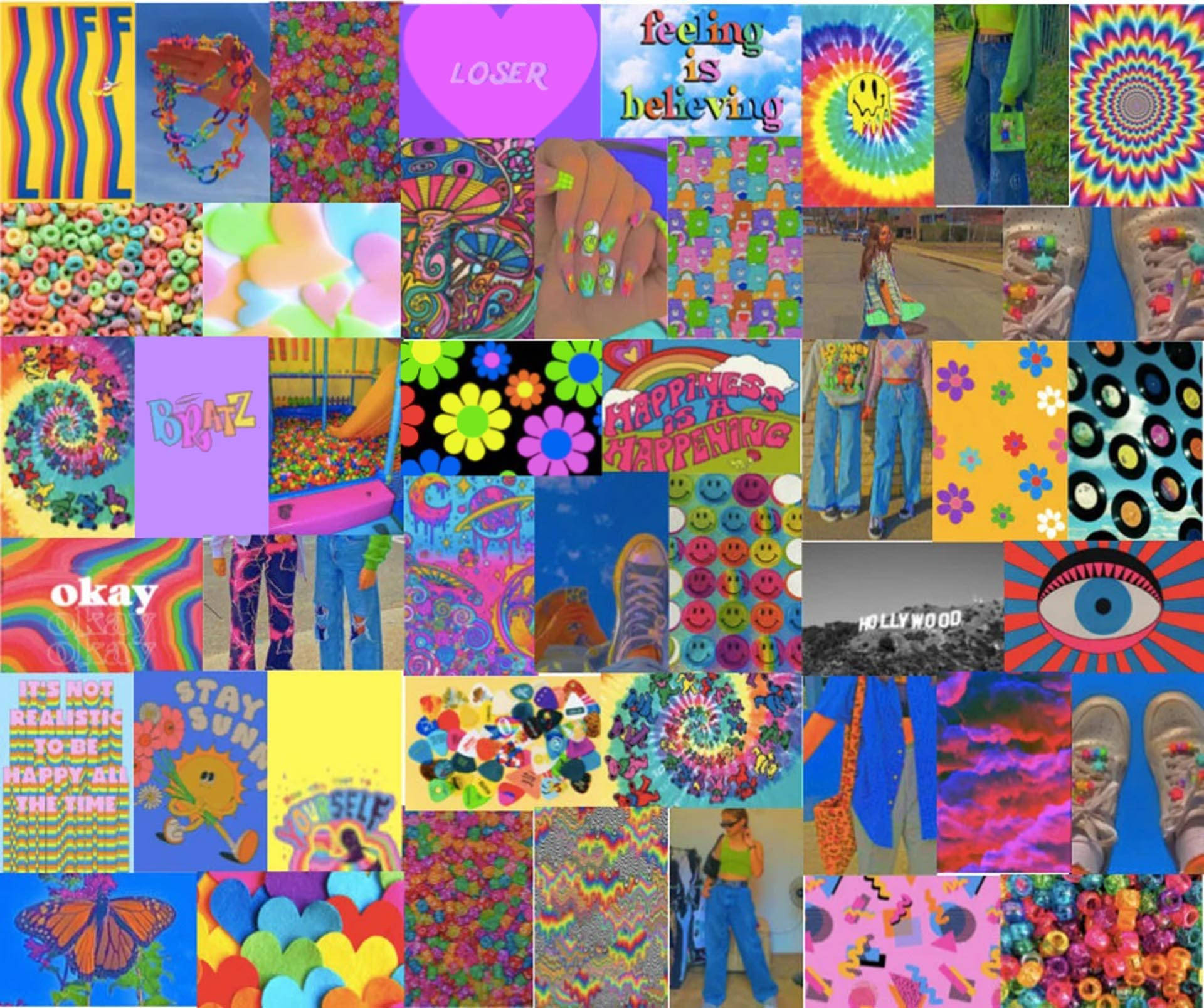 80s retro pop art, tie-dye swirls, neon patterns, Full HD Desktop Wallpaper