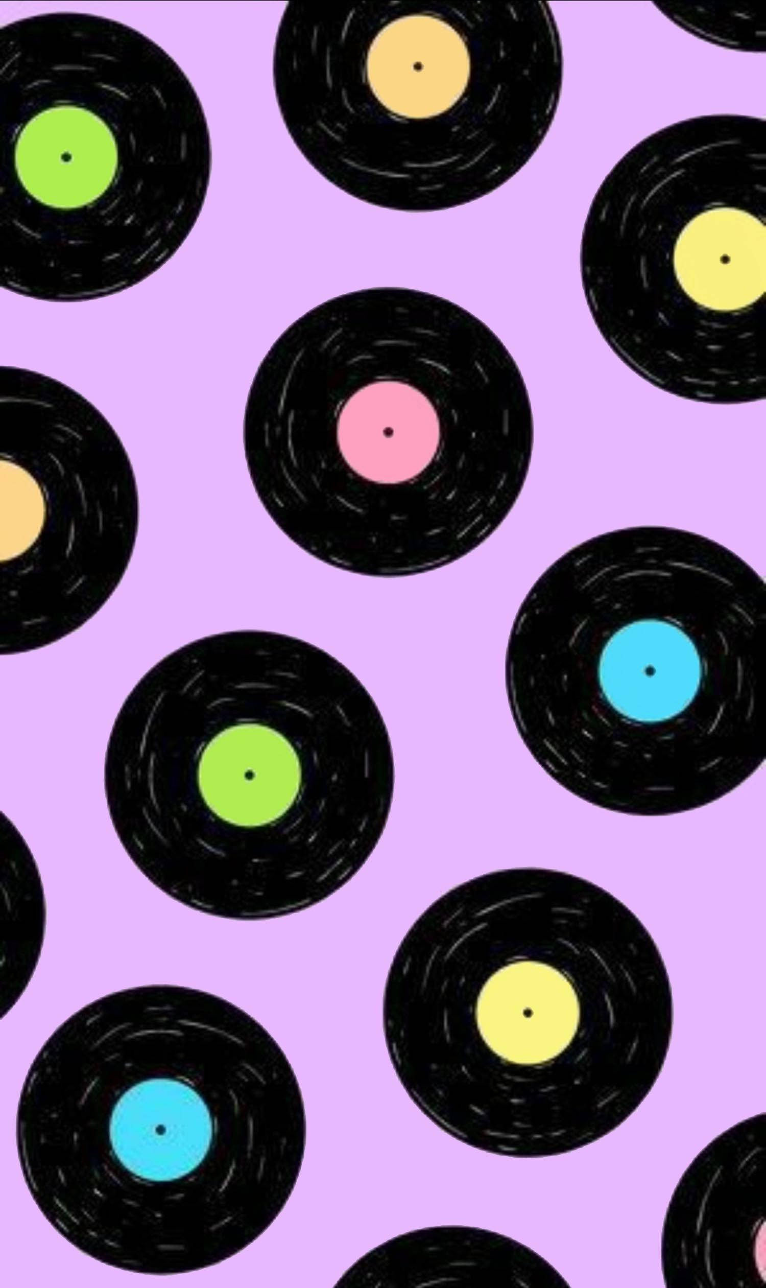 Indie Aesthetic, vinyl records, colorful labels, Full HD Phone Wallpaper
