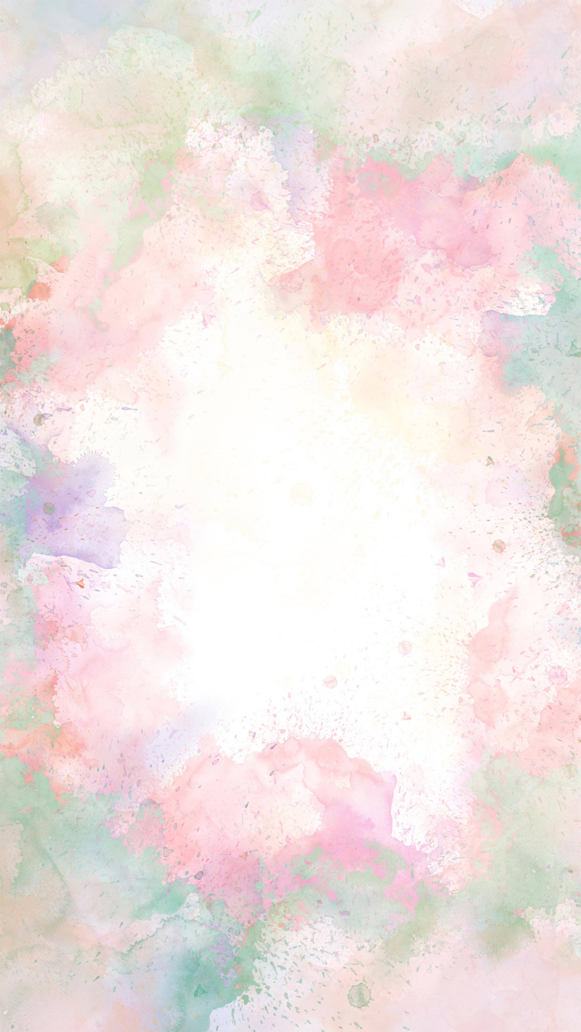 pastel watercolor splashes, pink green and lavender, bright white center, 2K Phone Wallpaper