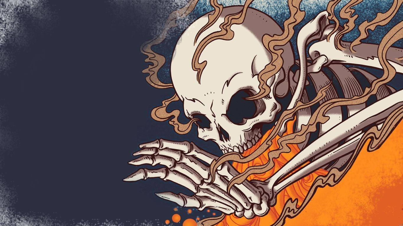 indie aesthetic, laptop, burning skeleton, HD Desktop Wallpaper