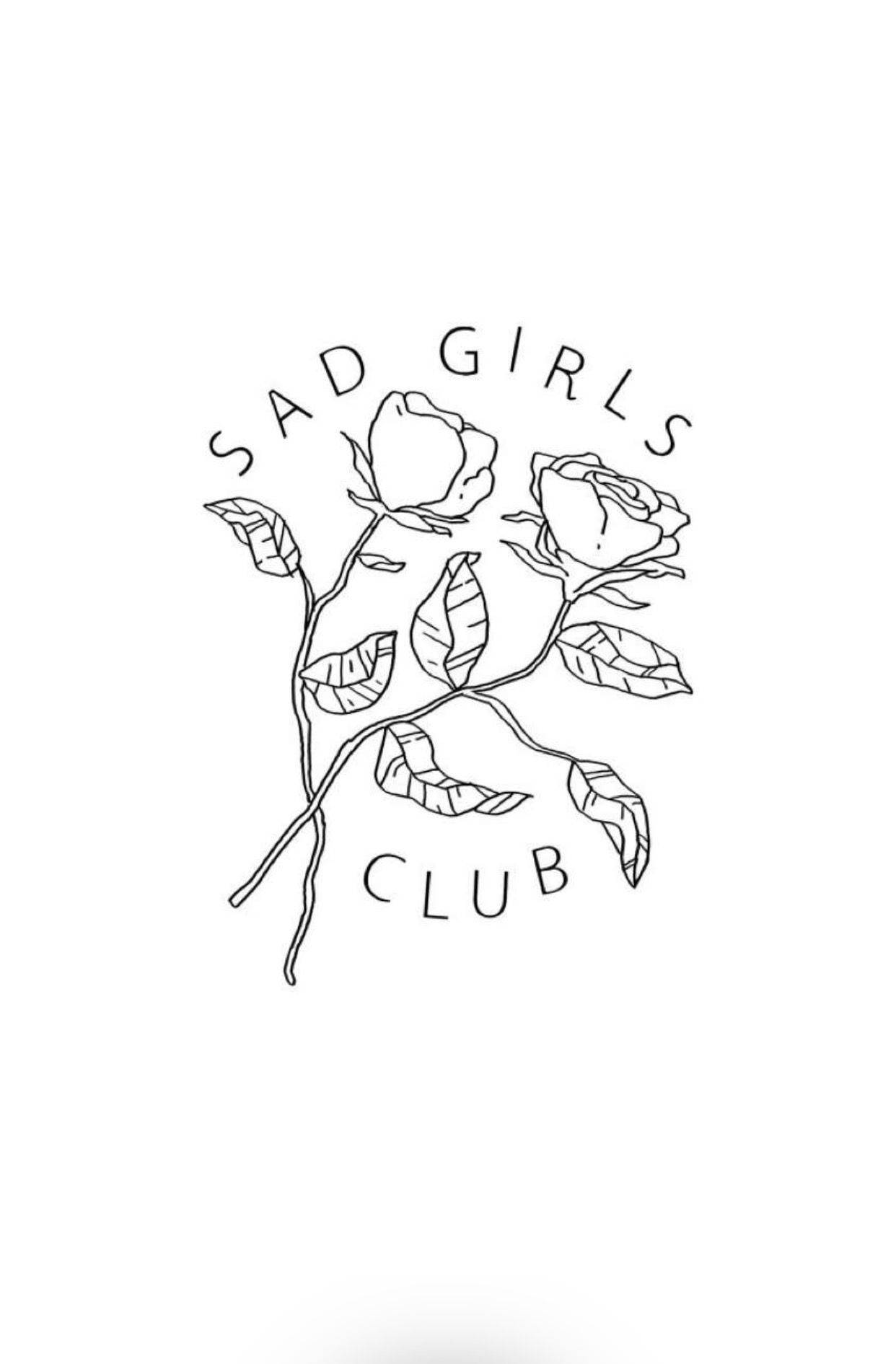 sad girls club, roses, minimalist line drawing, HD Phone Wallpaper