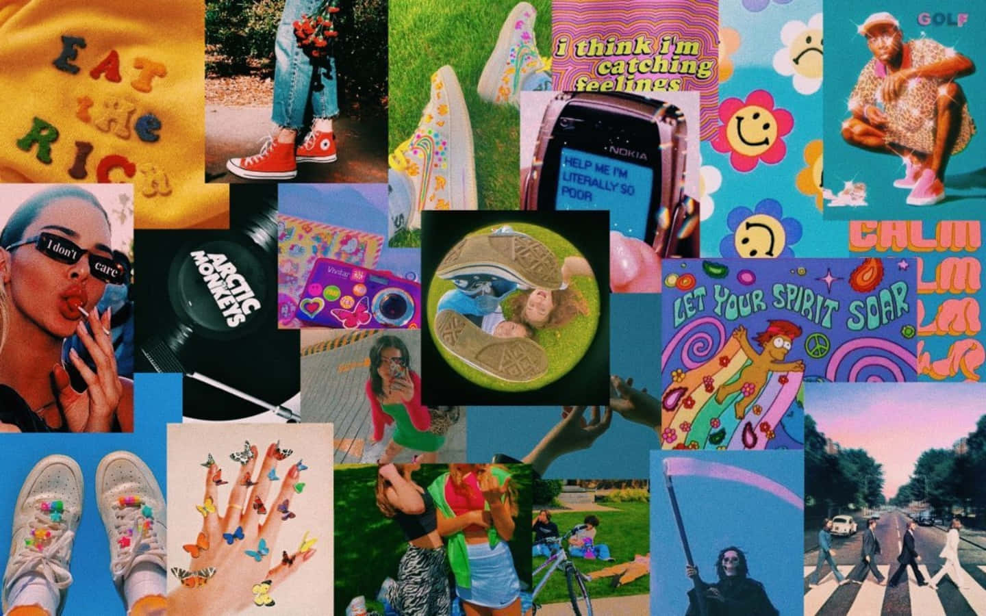 Retro Indie Desktop, vibrant collage, retro pop culture moments, HD Desktop Wallpaper
