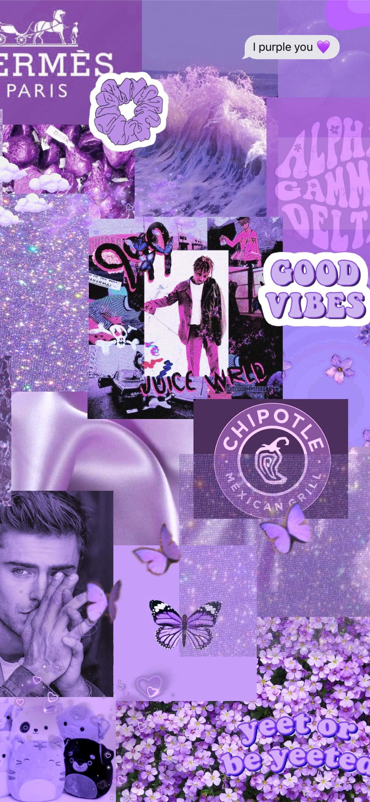 purple, collage, celebrity photos, 2K Phone Wallpaper