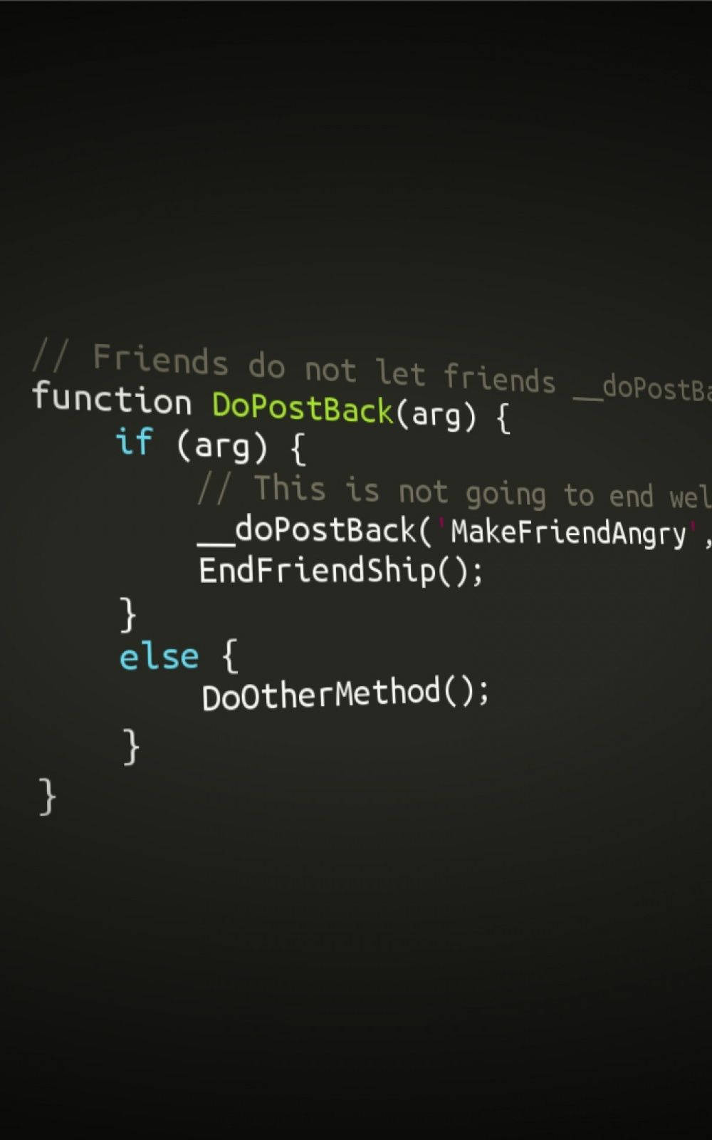 JavaScript, green syntax highlighting, blue syntax highlighting, HD Phone Wallpaper